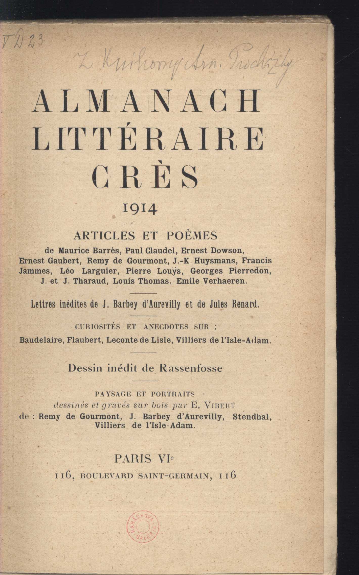 Náhledový obrázek Almanach littéraire Crès - 2