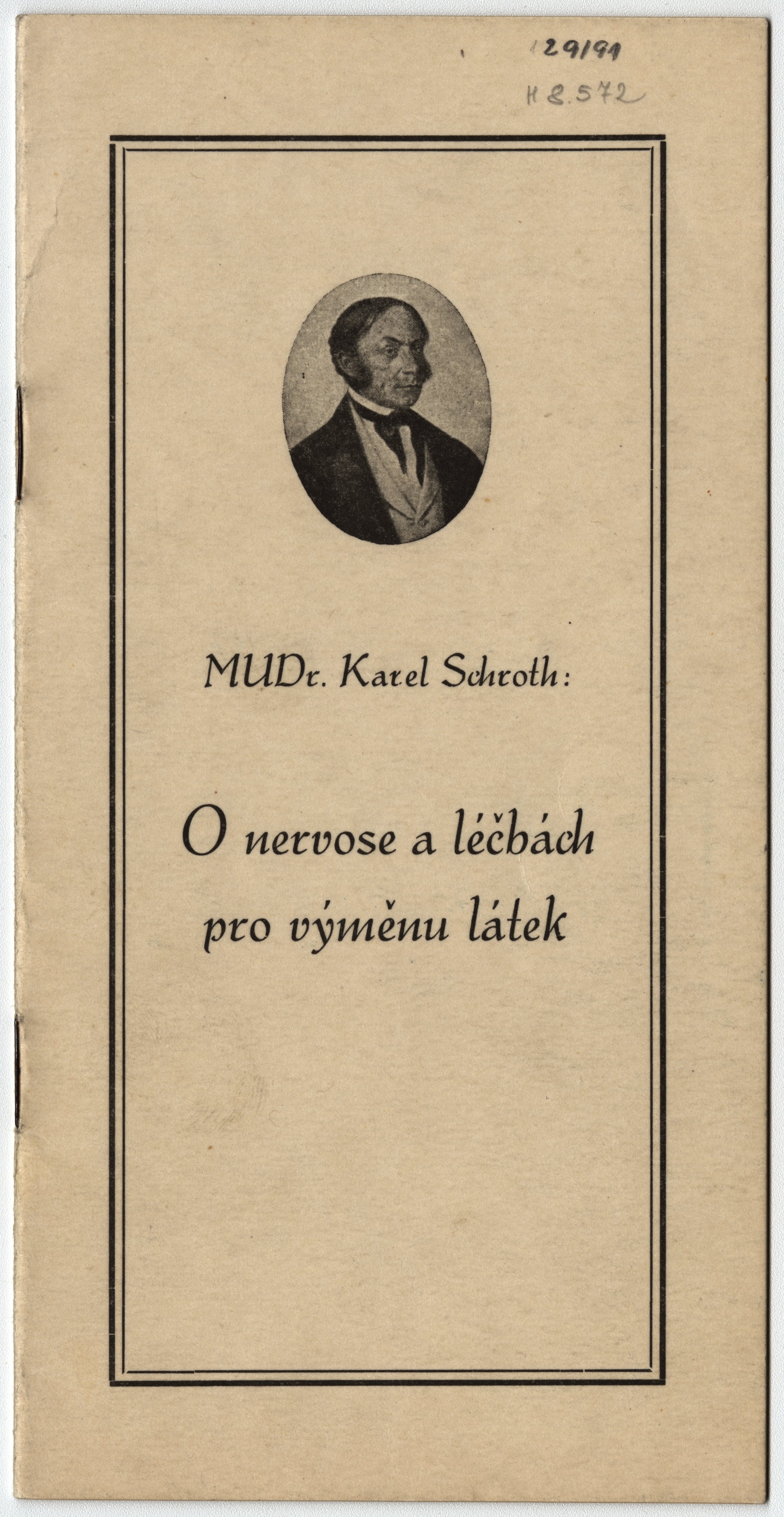 Náhledový obrázek Dr. Karl Schroth: O nervose a léčbách pro výměnu látek (brožura) - 1