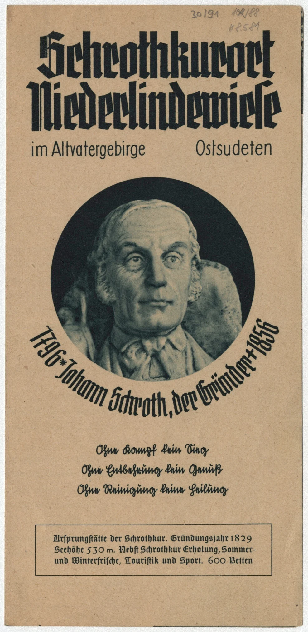 Náhledový obrázek předmětu Reklamní prospekt Schrothových léčebných lázní v Dolní Lipové (30. až 40. léta 20. století)