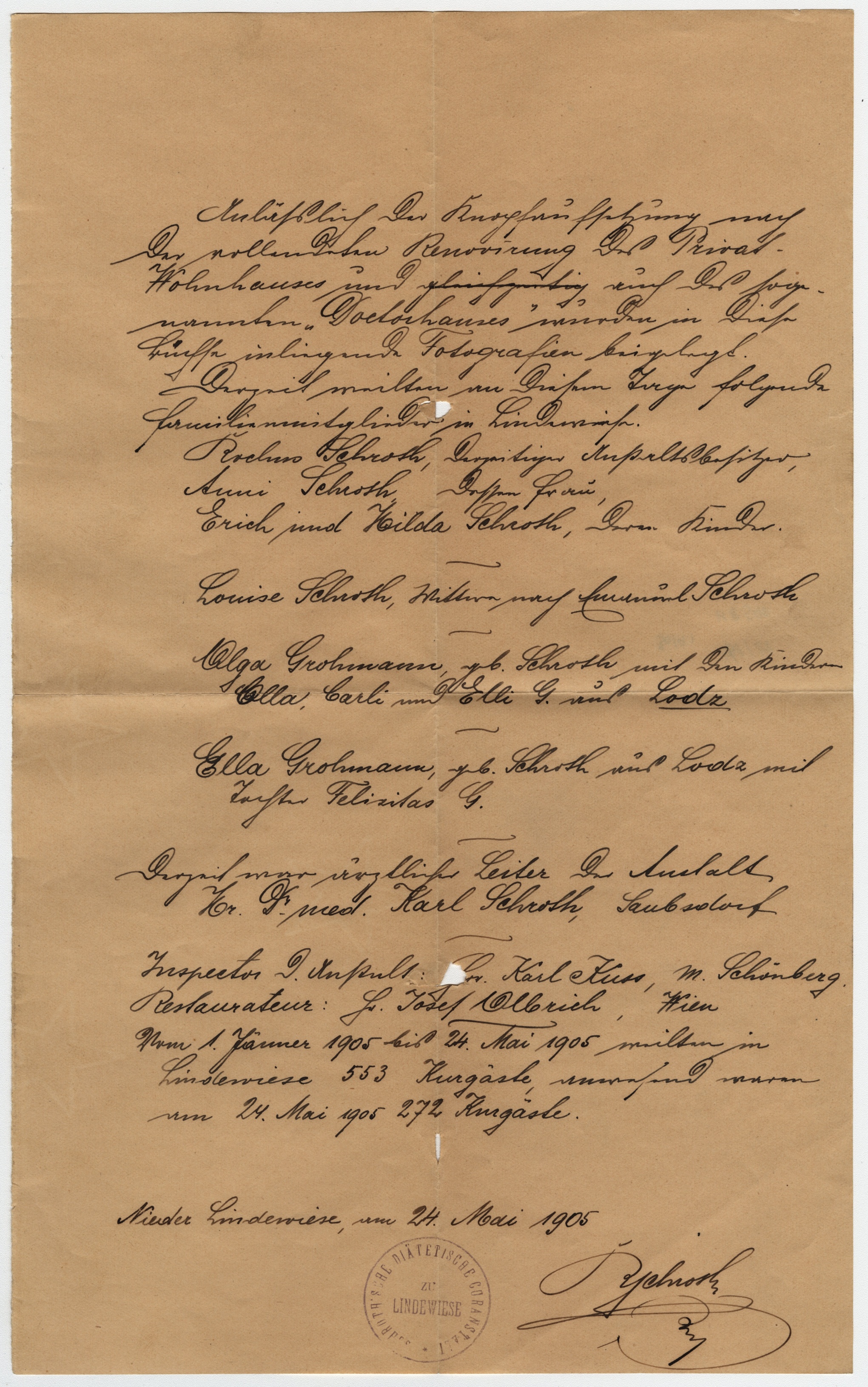 Náhledový obrázek Vlastnoručně psaný list Rochuse Schrotha (1905) - 1