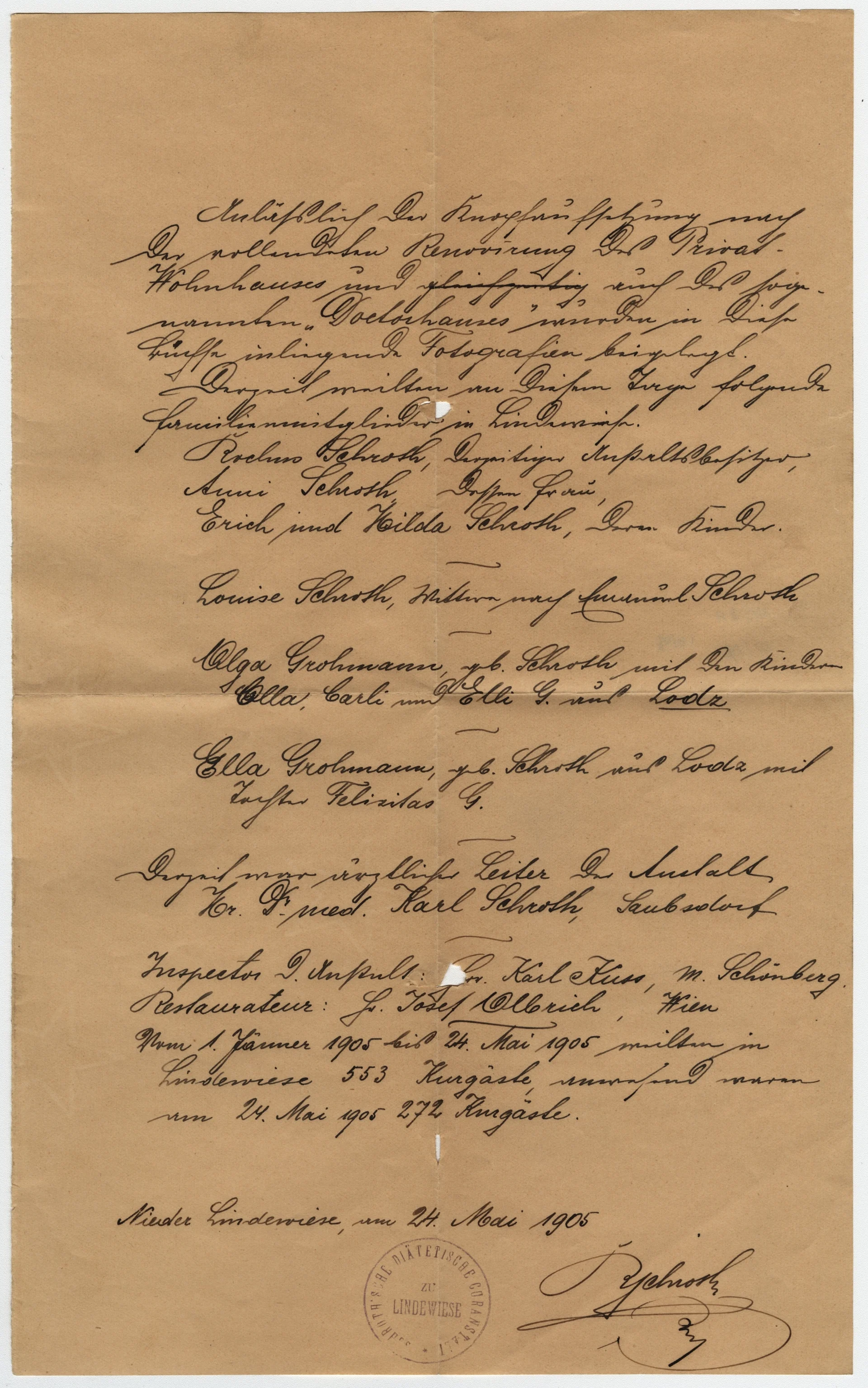 Náhledový obrázek předmětu Vlastnoručně psaný list Rochuse Schrotha (1905)