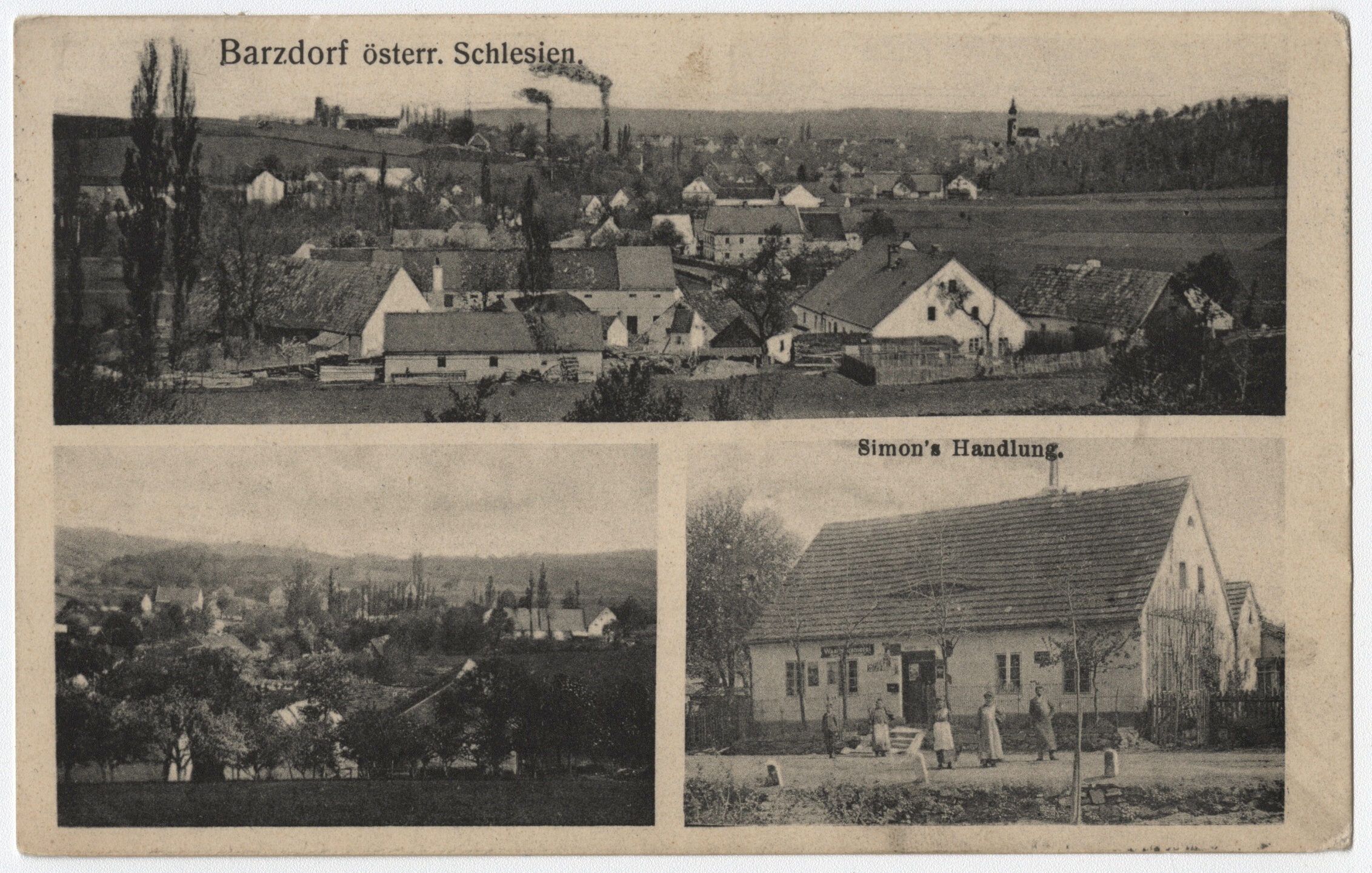 Náhledový obrázek Obec Bernartice na počátku 20. století (kombinovaná pohlednice) - 1