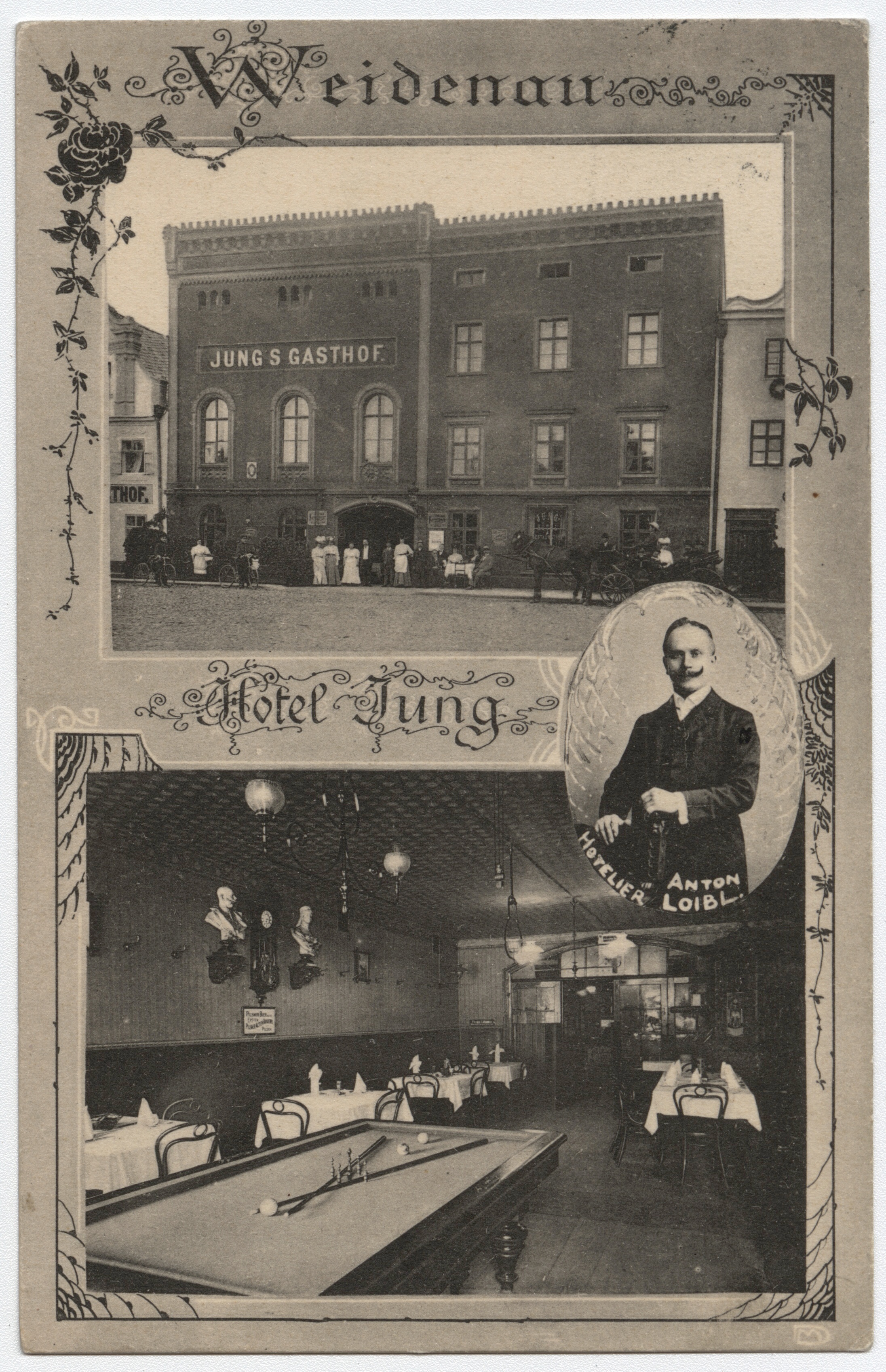 Náhledový obrázek Hotel Jung ve Vidnavě (čb. pohlednice) - 1