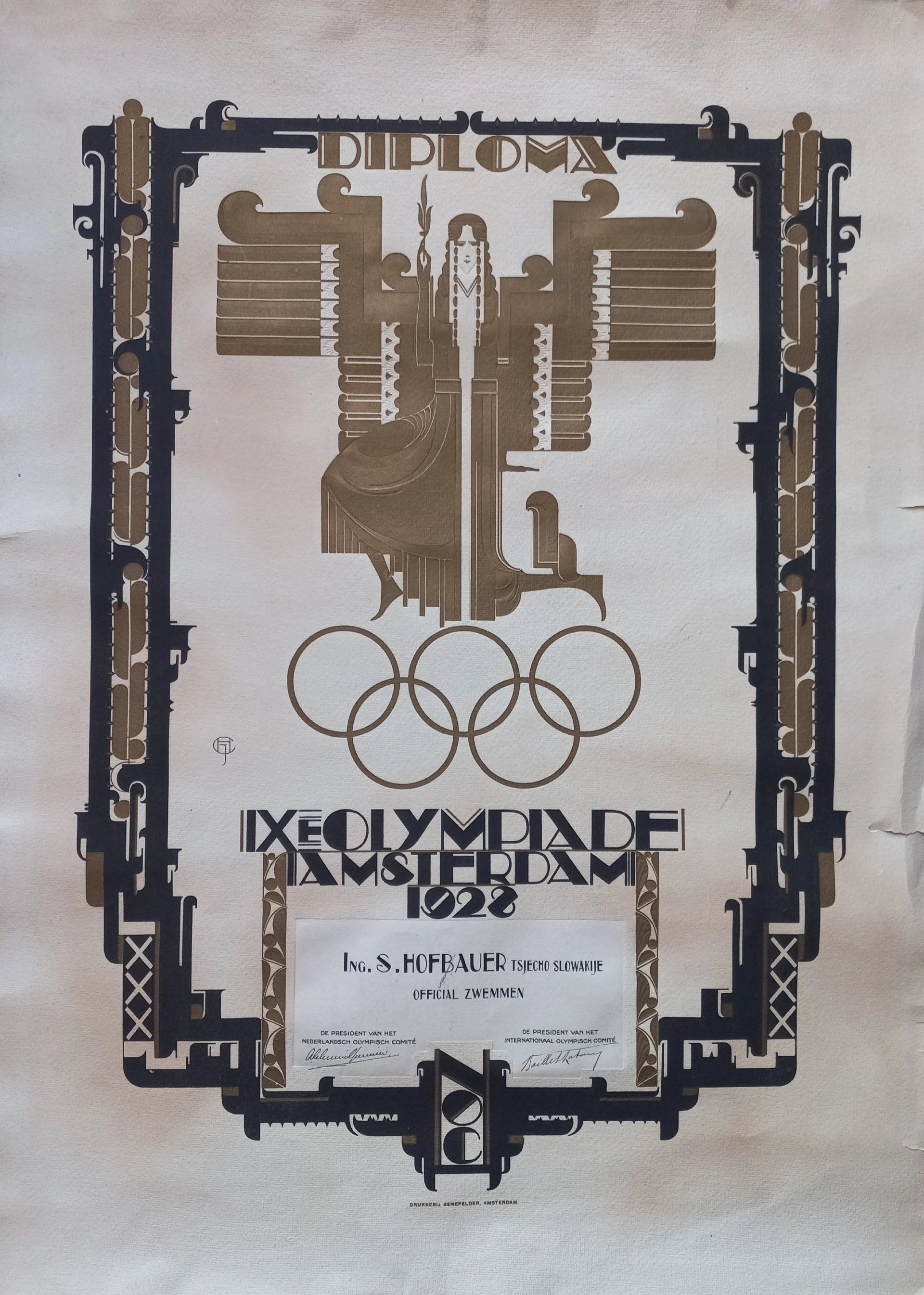 Náhledový obrázek předmětu Olympijský diplom pro Alexandra Hofbauera. OH Amsterodam 1928