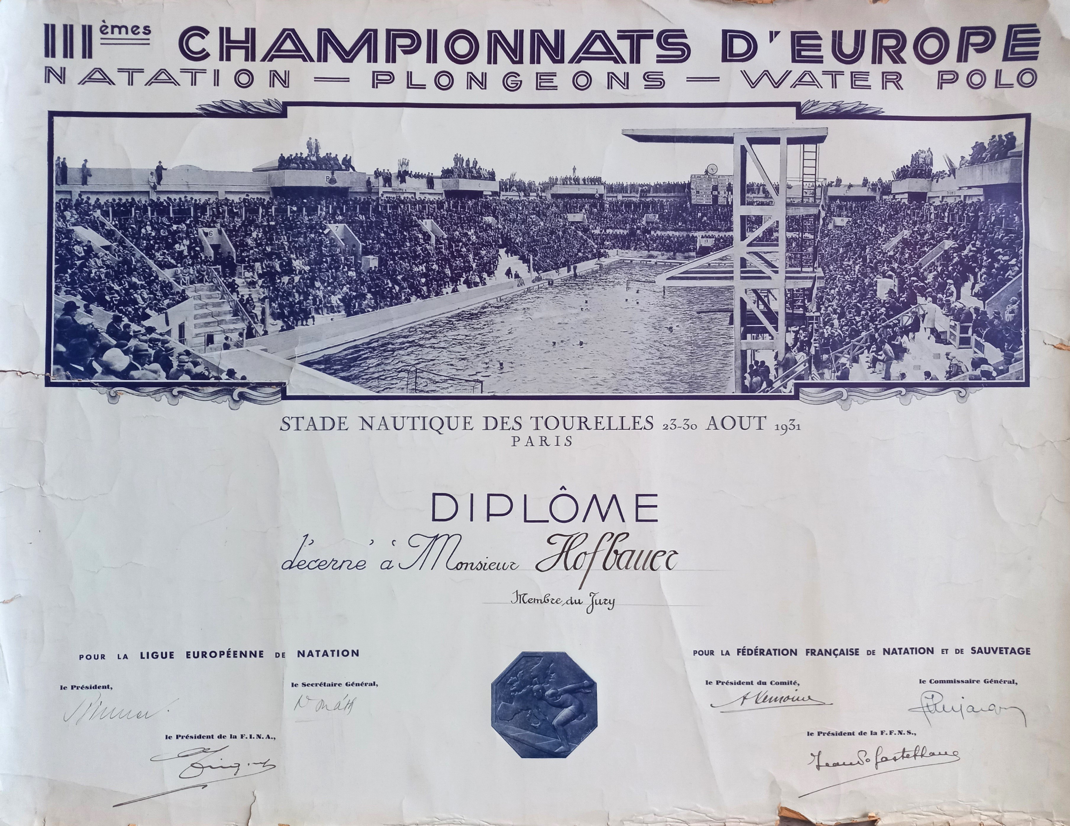 Náhledový obrázek Mistrovství Evropy v plavání. Paříž 1931 - 1