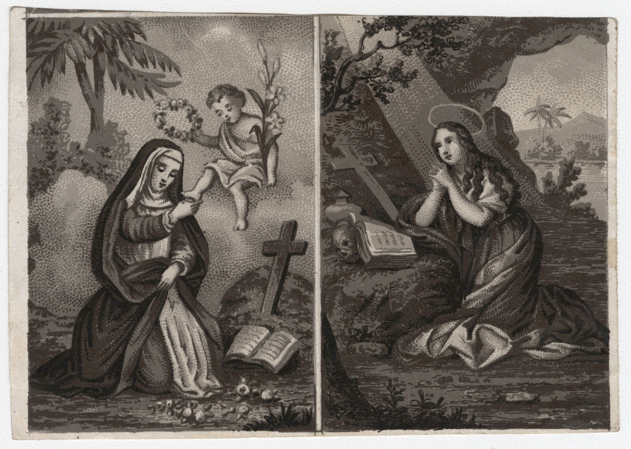 Náhledový obrázek Sv. Tereza a Máří Magdaléna (devoční grafika) - 1