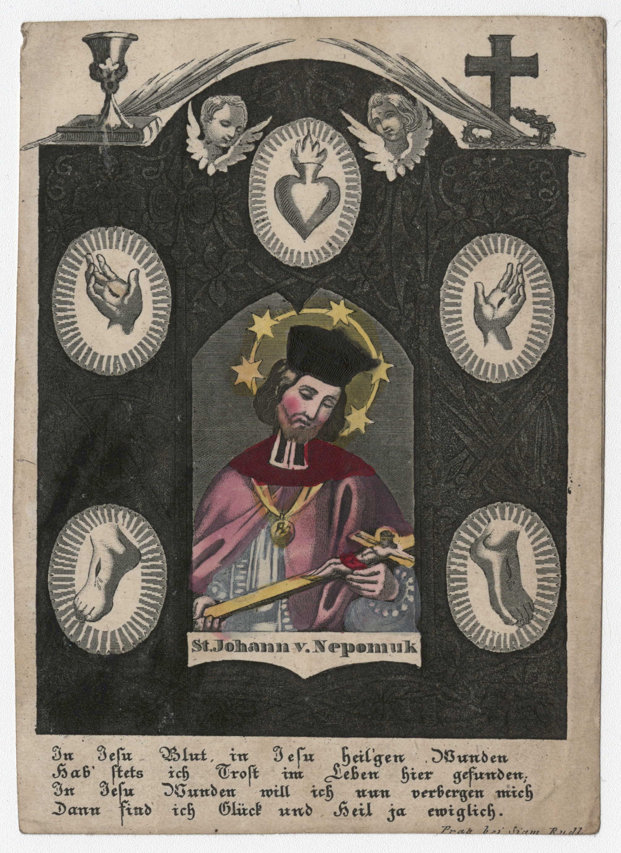 Náhledový obrázek Svatý Jan Nepomucký (devoční grafika) - 1