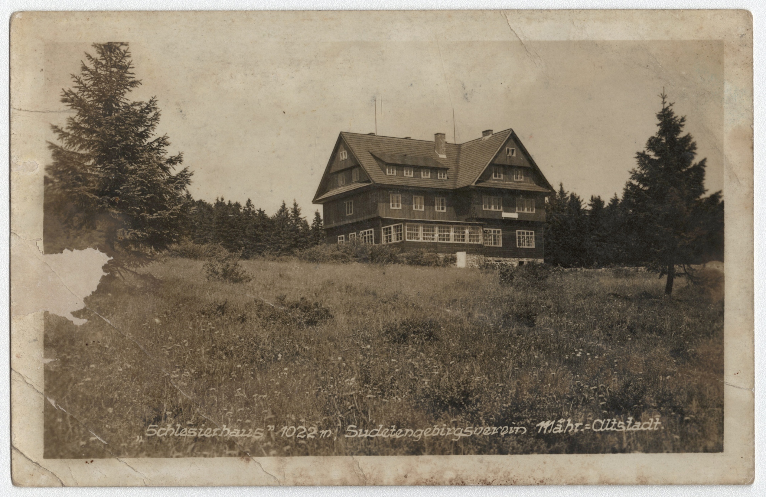 Náhledový obrázek Chata Schlesierhaus na Paprsku (čb. pohlednice) - 1