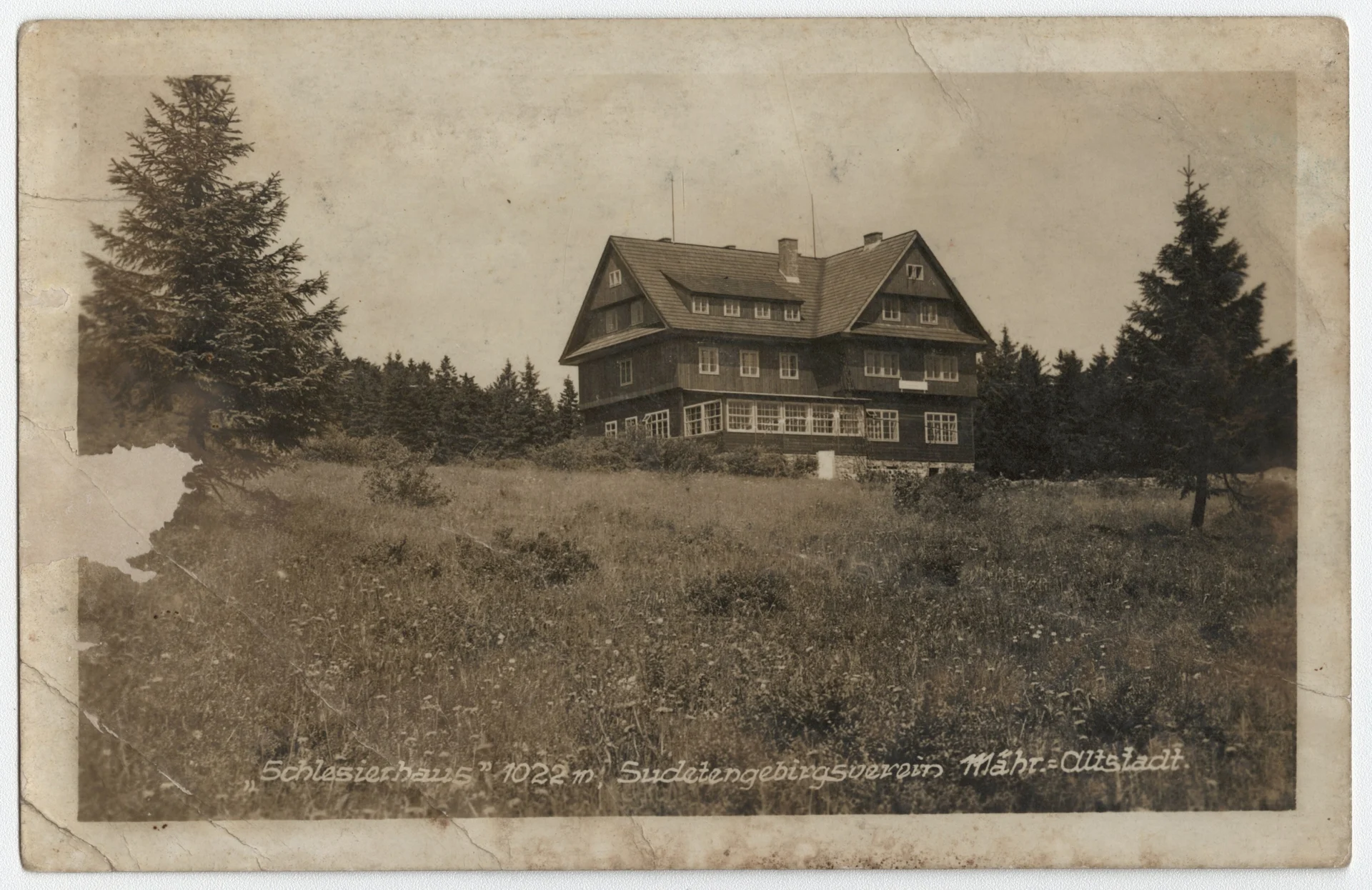 Náhledový obrázek předmětu Chata Schlesierhaus na Paprsku (čb. pohlednice)