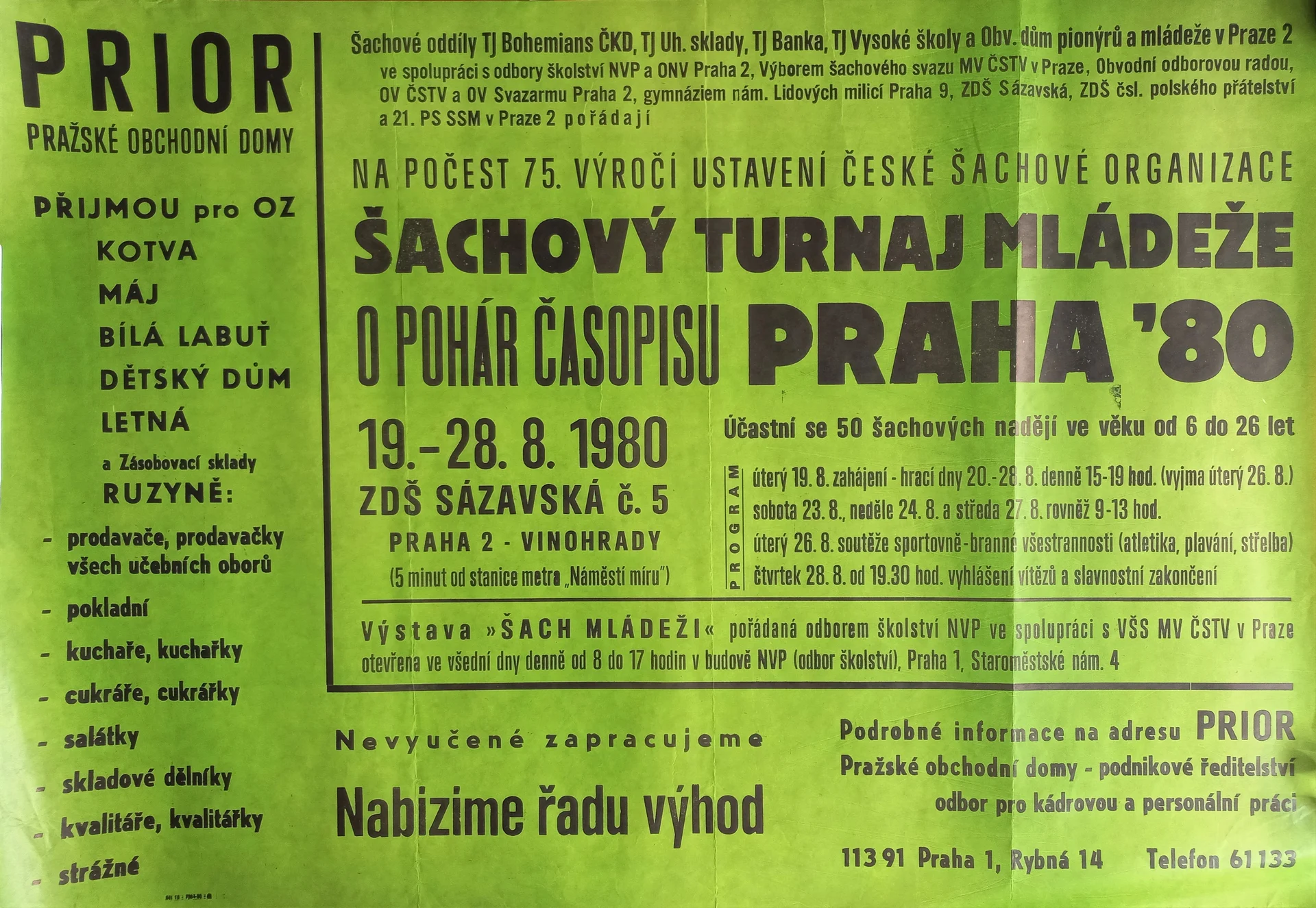 Náhledový obrázek předmětu Šachový turnaj mládeže. Praha 1980