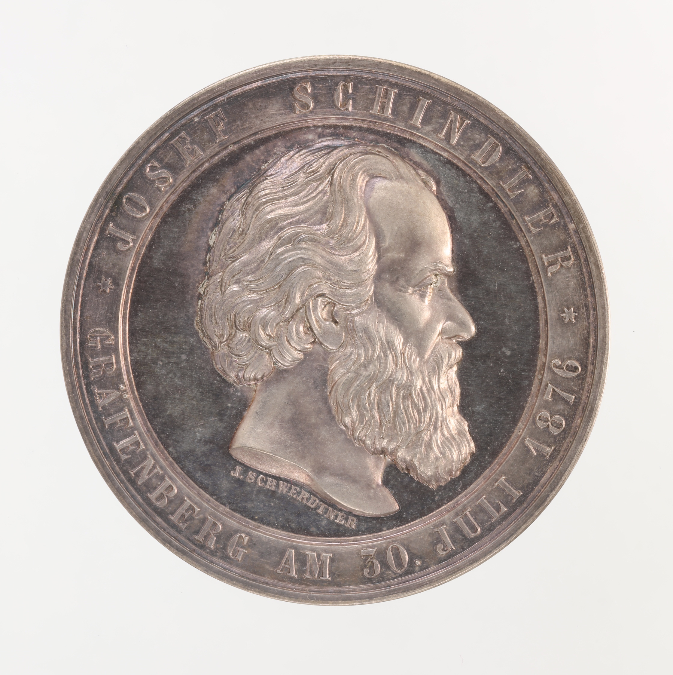 Náhledový obrázek Medaile k 25. výročí působení J. Schindlera na Gräfenberku (1876) - 1