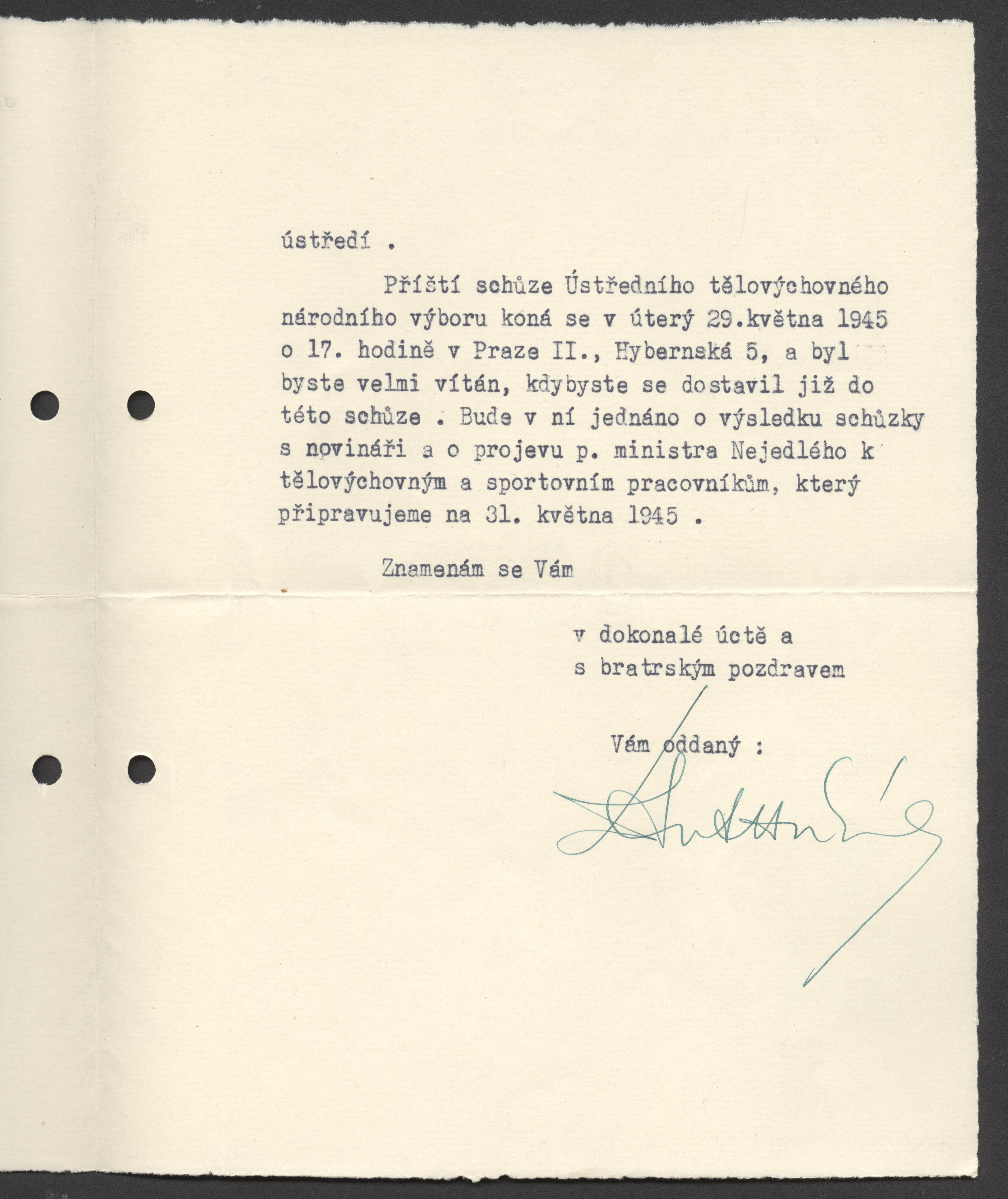 Náhledový obrázek Dopis Antonína Hřebíka Josefu Grussovi - 2