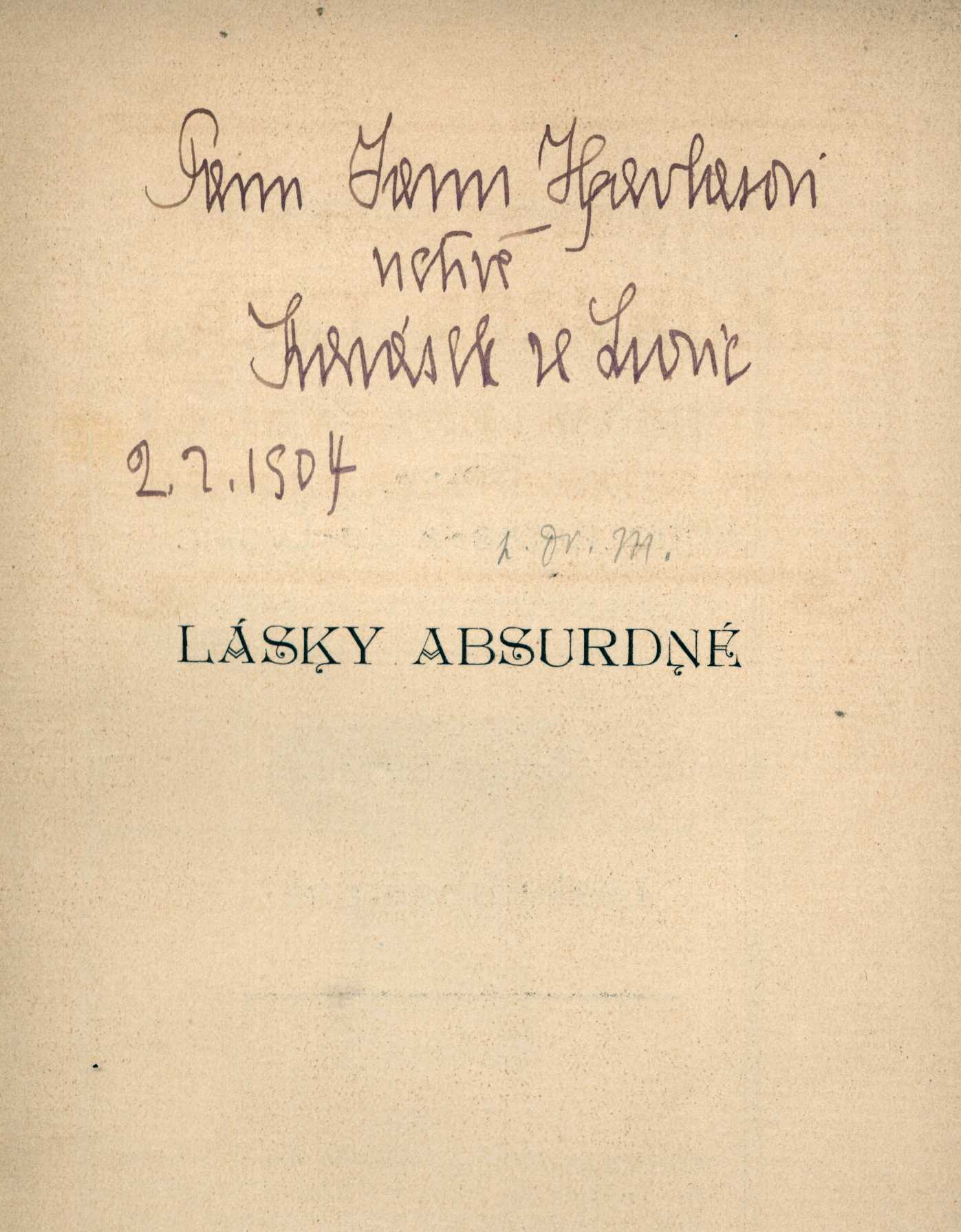 Náhledový obrázek předmětu Lásky absurdné