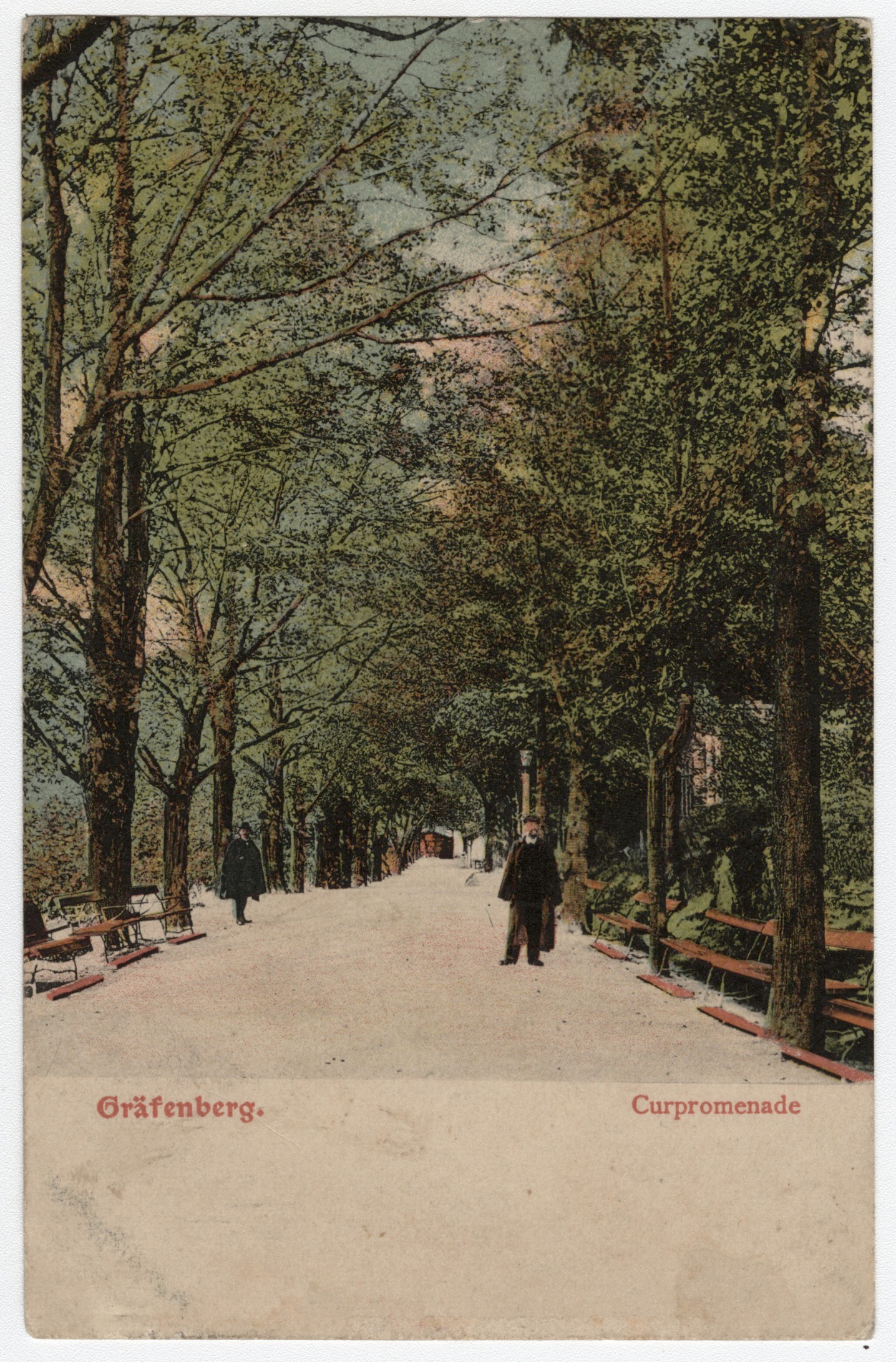 Náhledový obrázek Lázeňská promenáda na Gräfenbergu (kolorovaná pohlednice) - 1