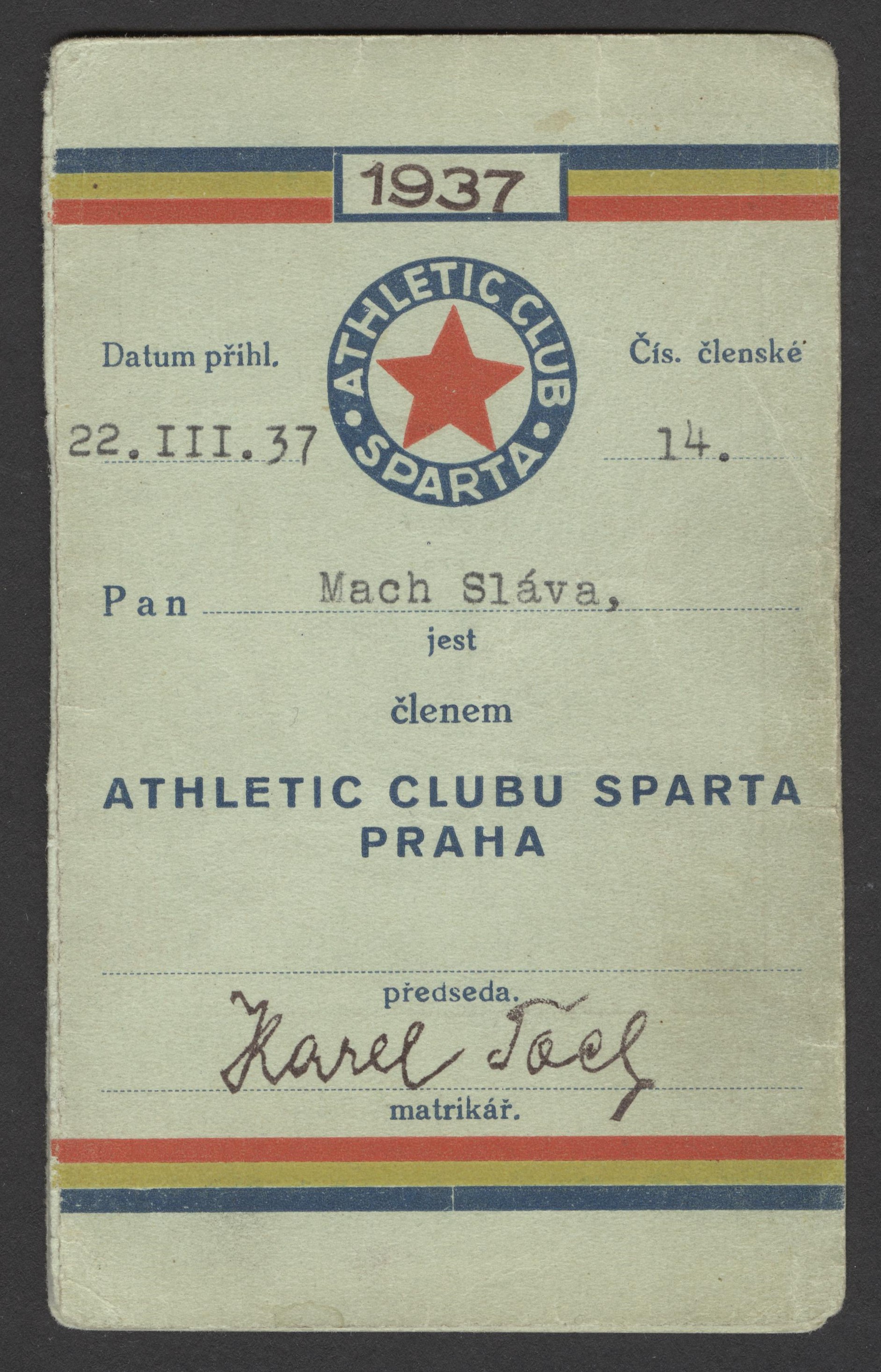 Náhledový obrázek AC Sparta Praha. Členský průkaz - 1