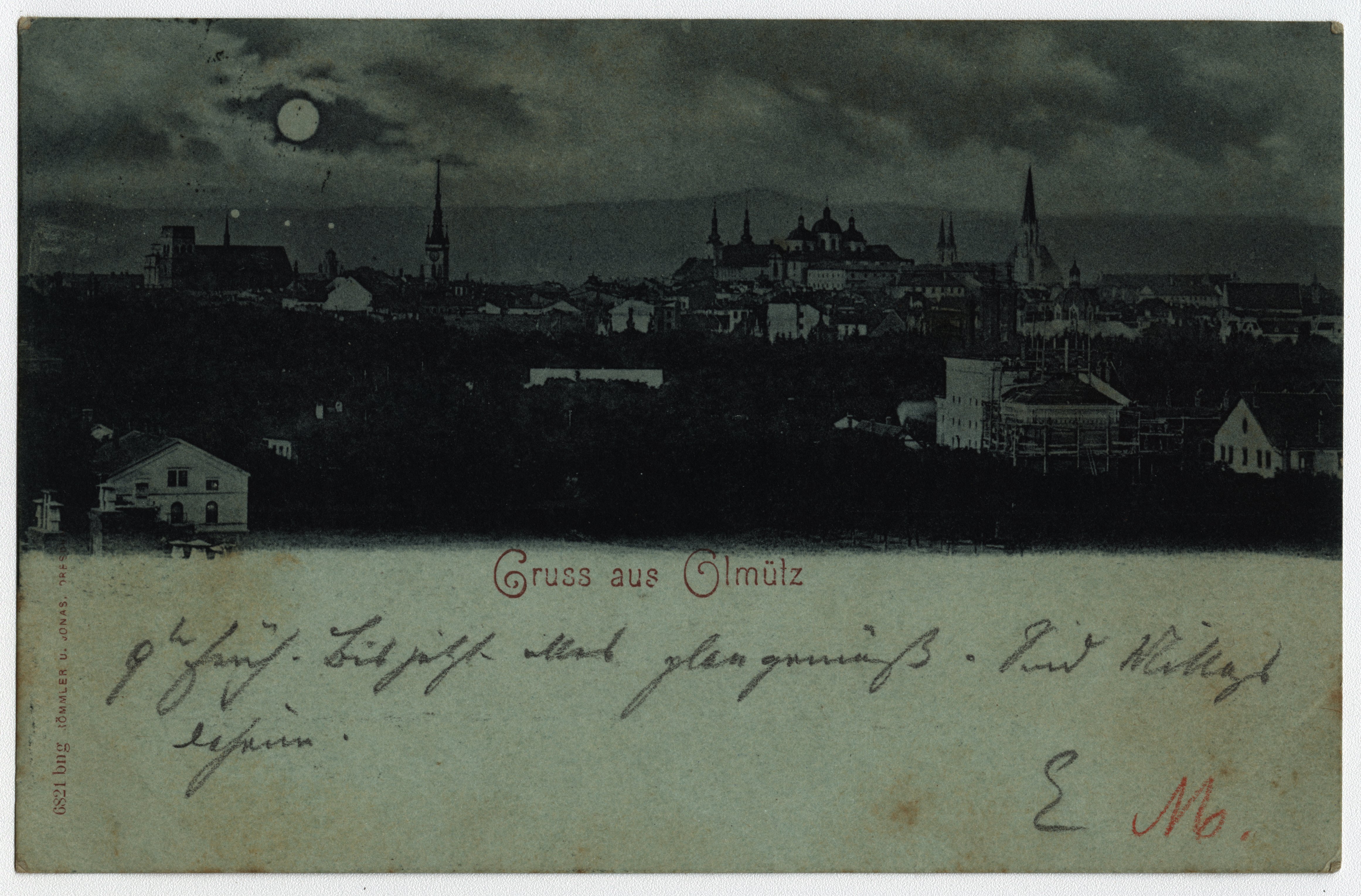 Náhledový obrázek Noční Olomouc (čb. pohlednice) - 1