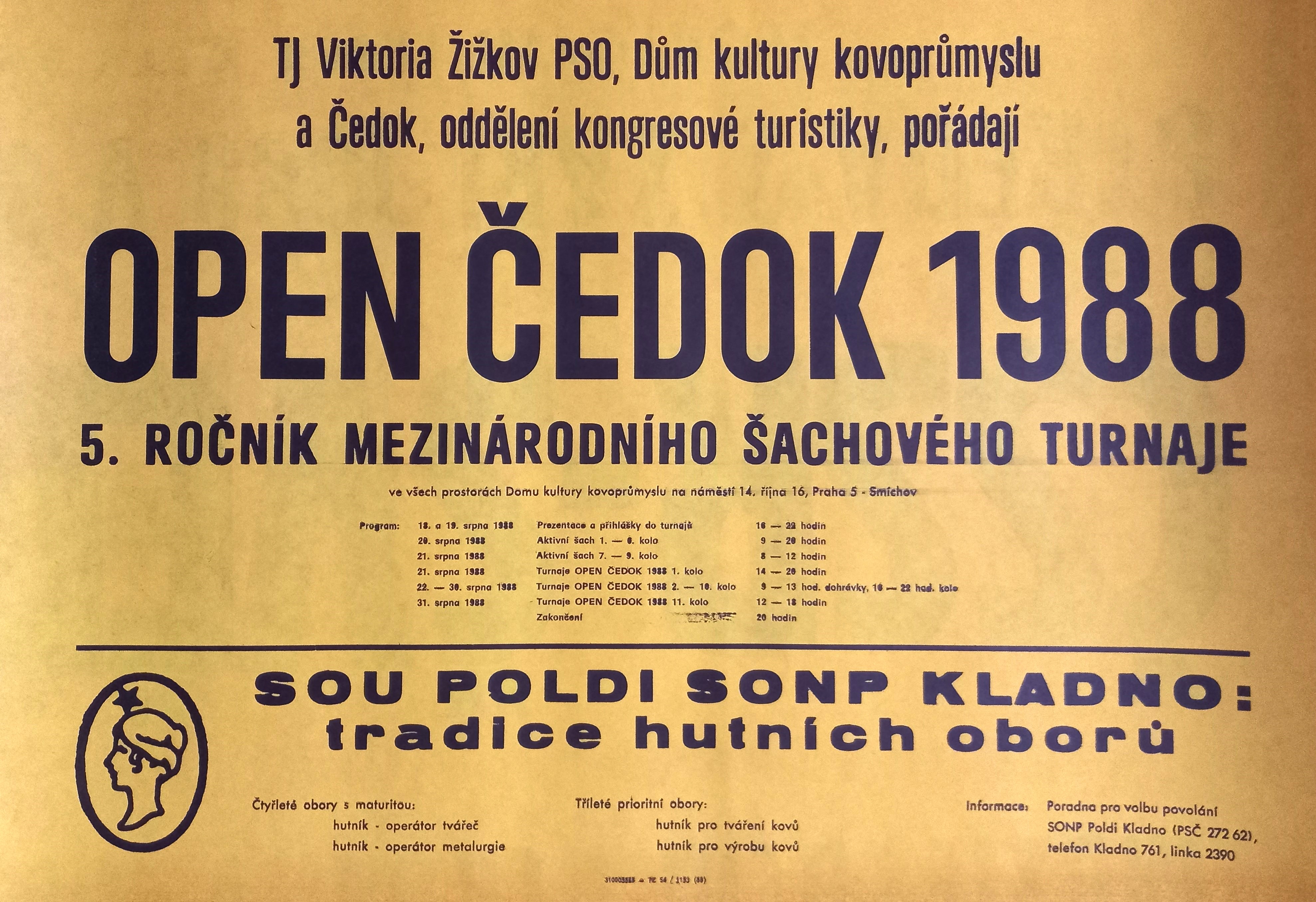 Náhledový obrázek Open Čedok 1988. Mezinárodní šachový turnaj - 1