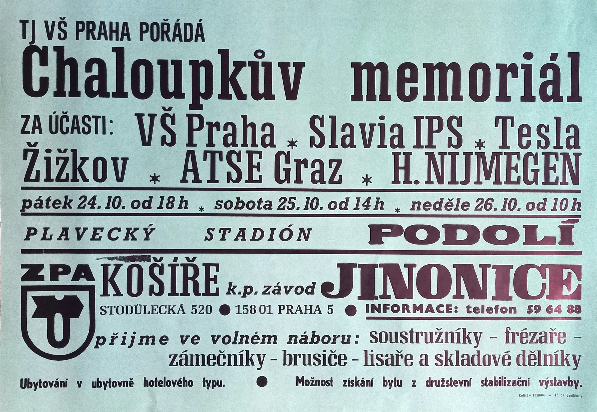 Náhledový obrázek předmětu Chaloupkův memoriál. Plavecký stadion Podolí