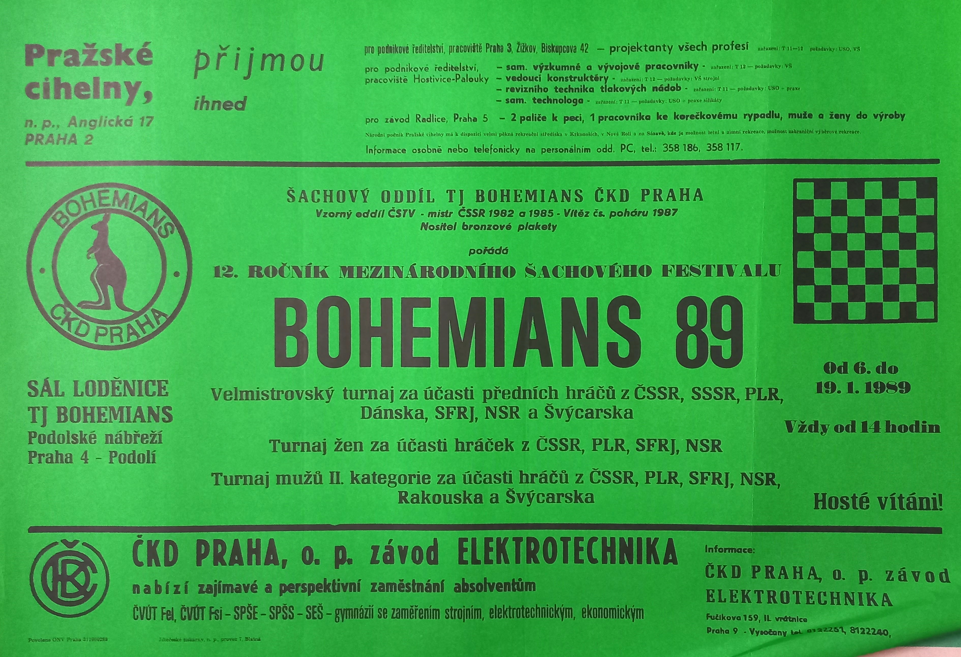 Náhledový obrázek Mezinárodní šachový festival Bohemians 89 - 1