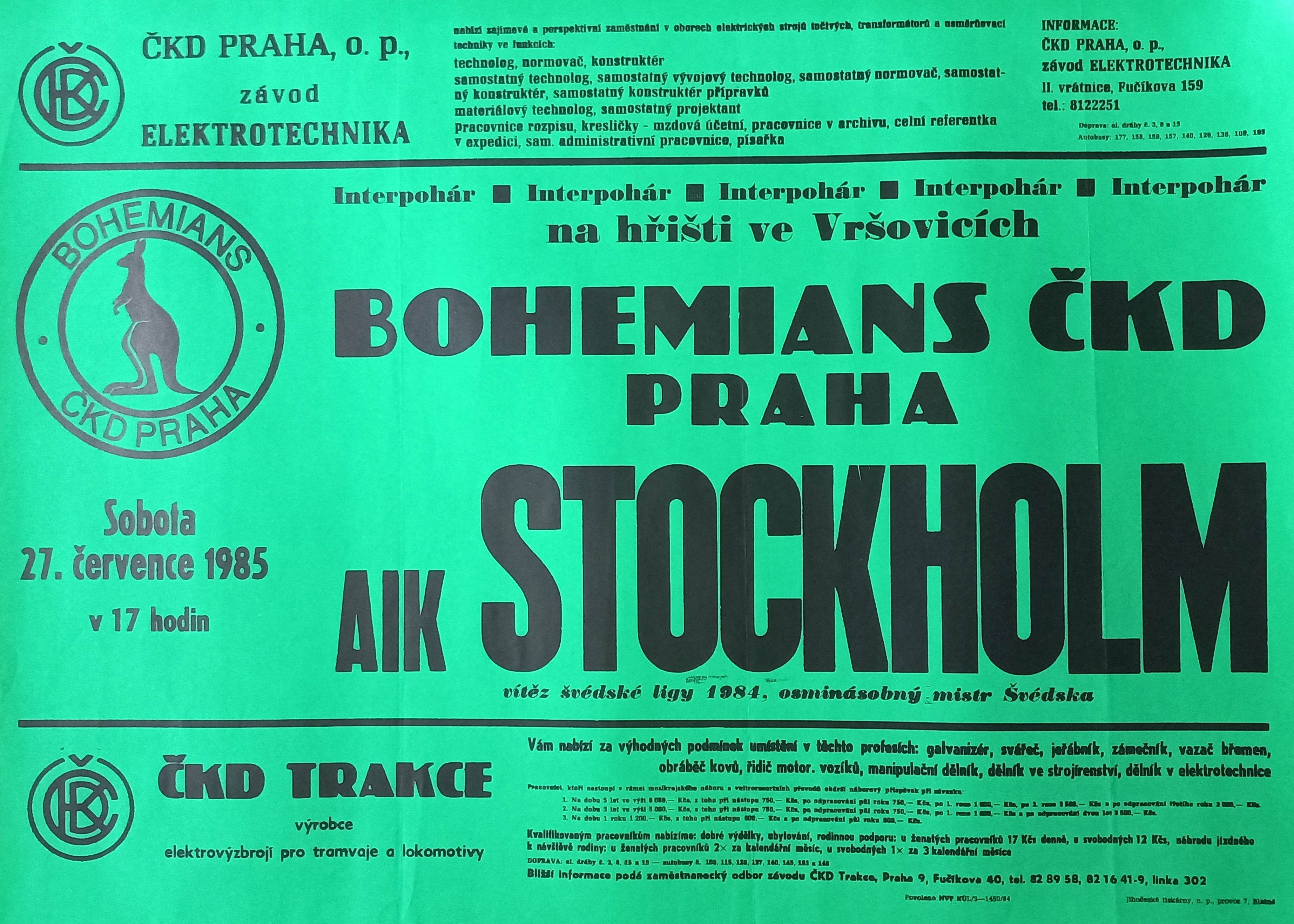 Náhledový obrázek Bohemians Praha - Aik Stockholm - 1