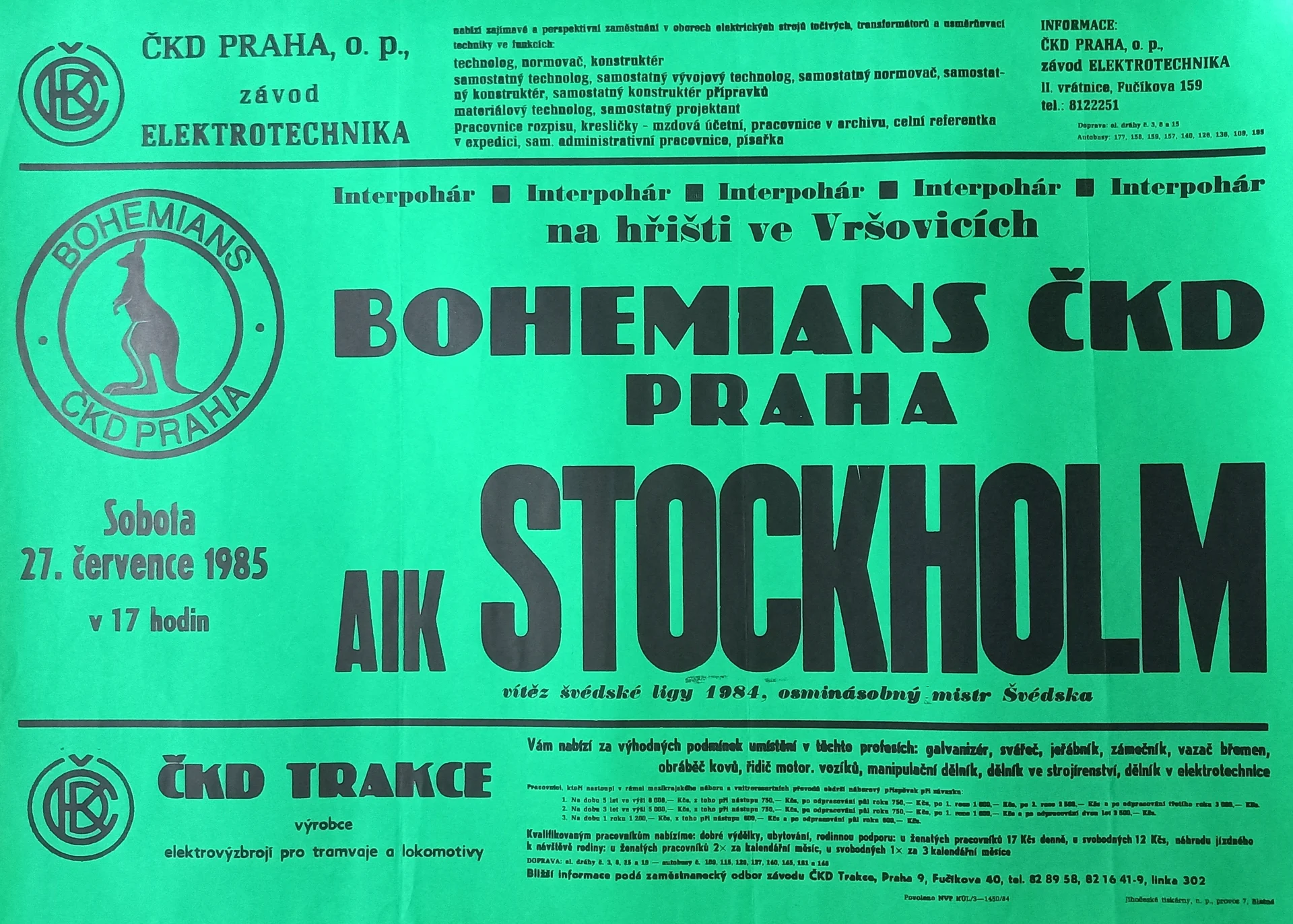 Náhledový obrázek předmětu Bohemians Praha - Aik Stockholm