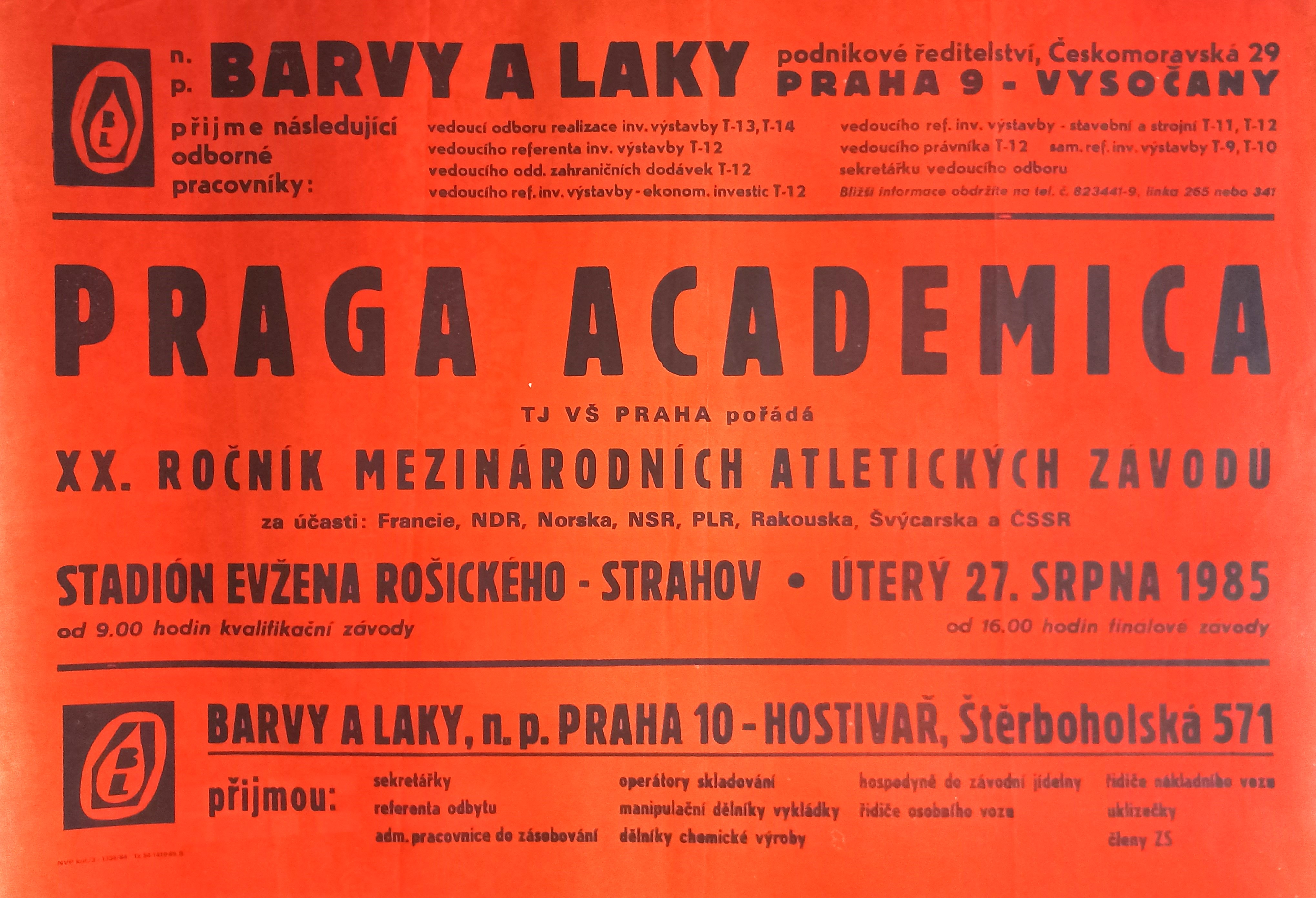 Náhledový obrázek Praga Academica. Mezinárodní atletické závody - 1