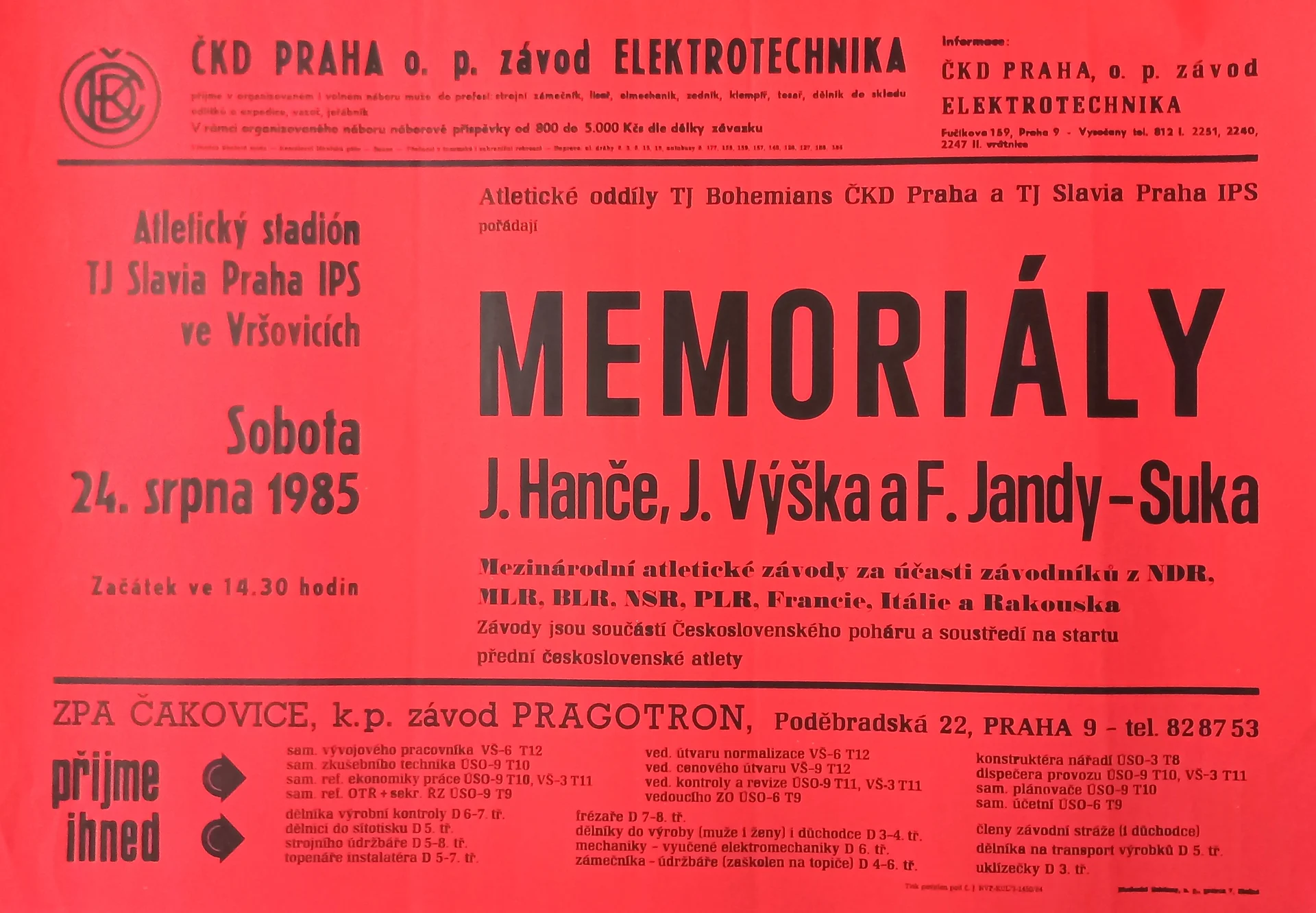 Náhledový obrázek předmětu Memoriály J. Hanče, J. Výška a F. Jandy-Suka