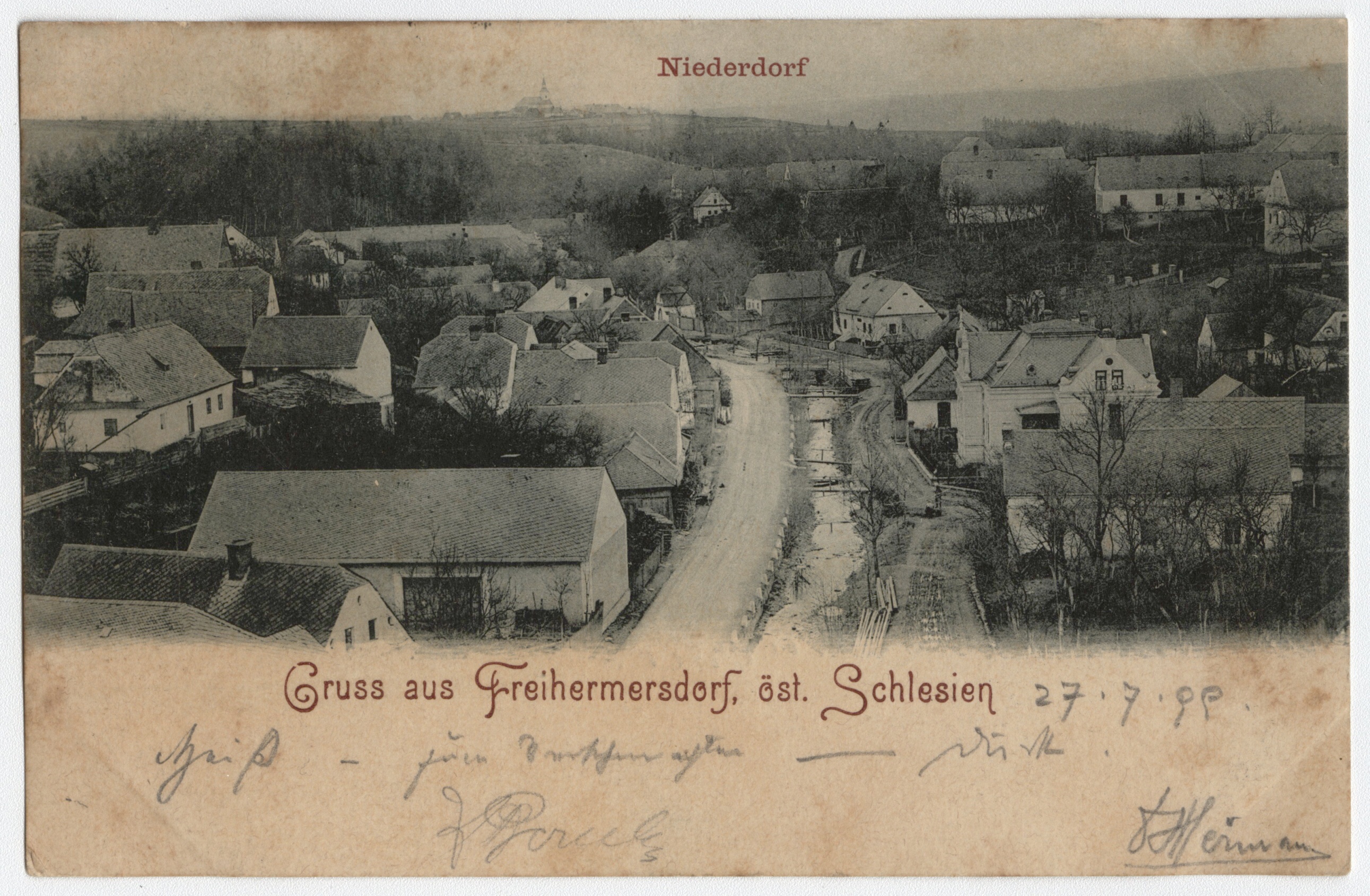 Náhledový obrázek Svobodné Heřmanice (čb. pohlednice) - 1
