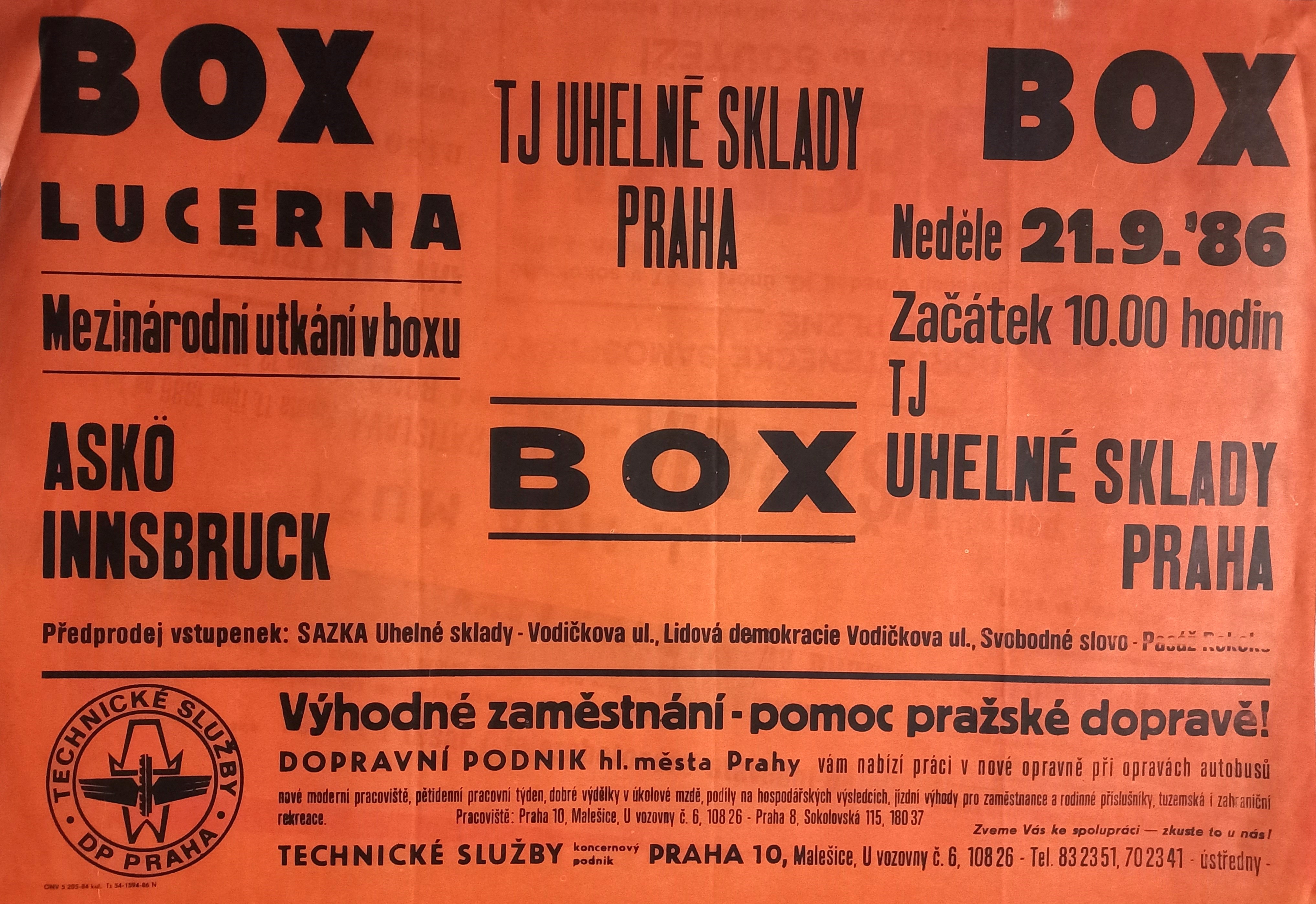 Náhledový obrázek Mezinárodní utkání v boxu. Askö Innsbruck - TJ Uhelné sklady Praha - 1