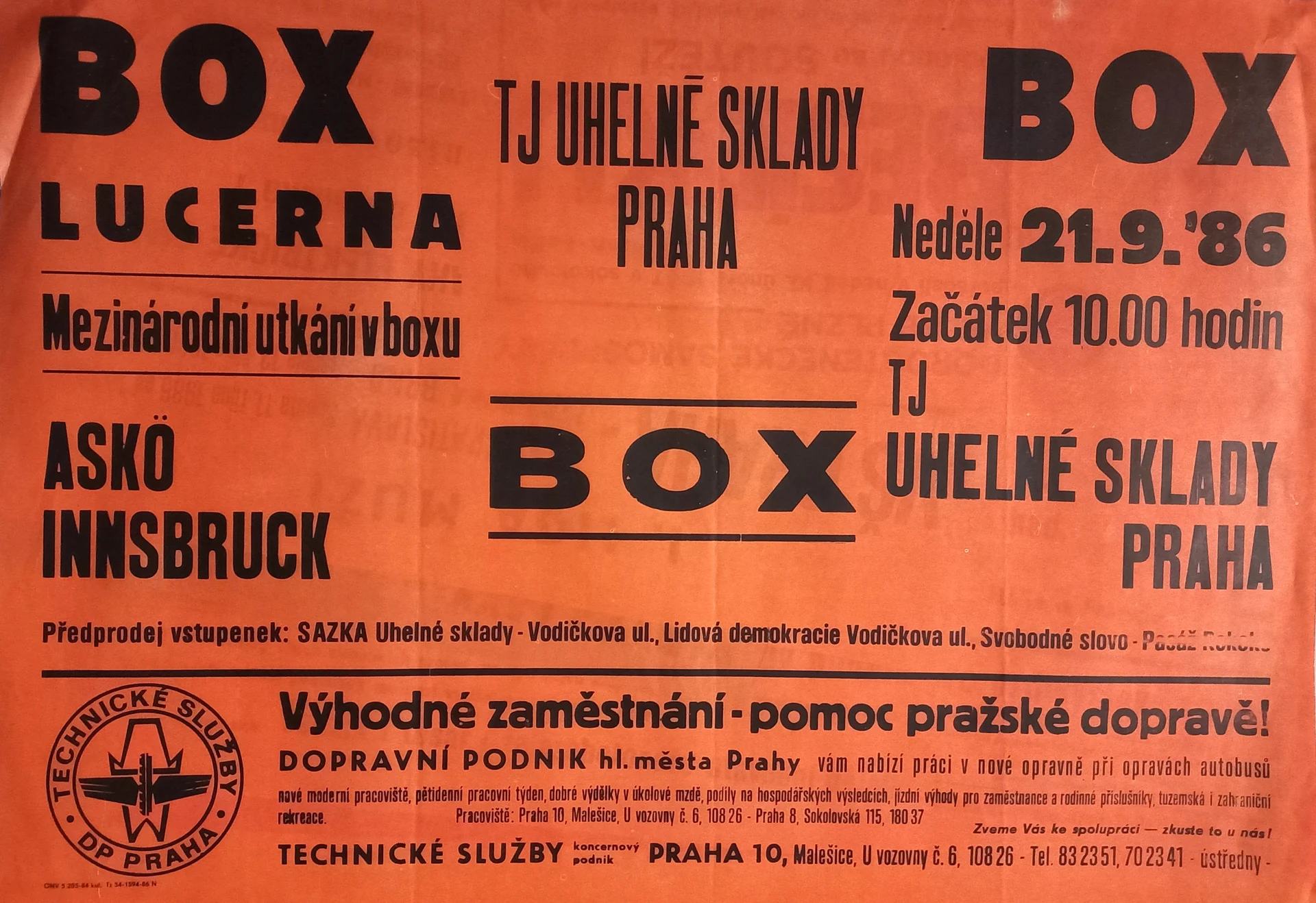 Náhledový obrázek předmětu Mezinárodní utkání v boxu. Askö Innsbruck - TJ Uhelné sklady Praha