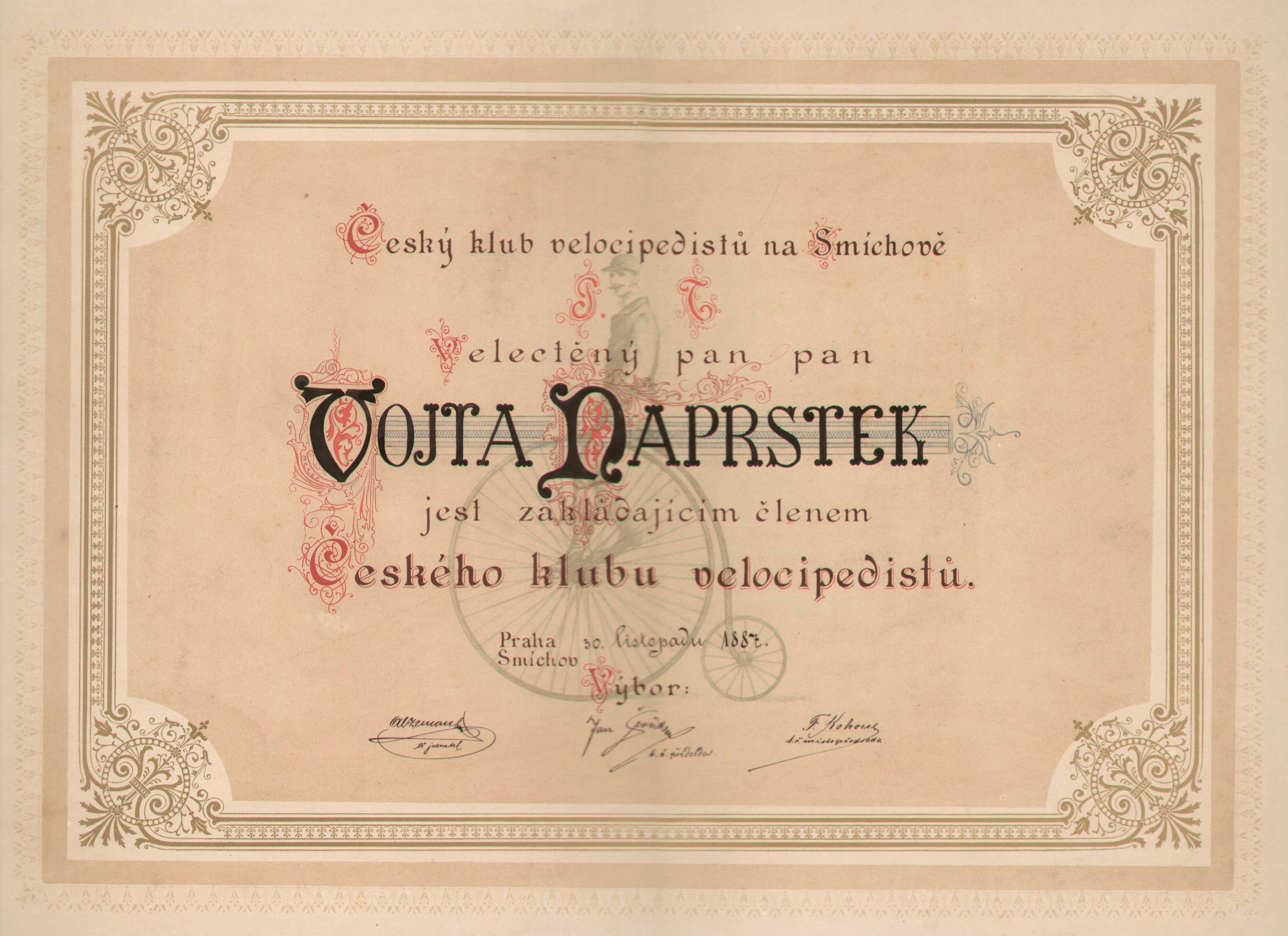 Náhledový obrázek Diplom Vojty Náprstka - 1