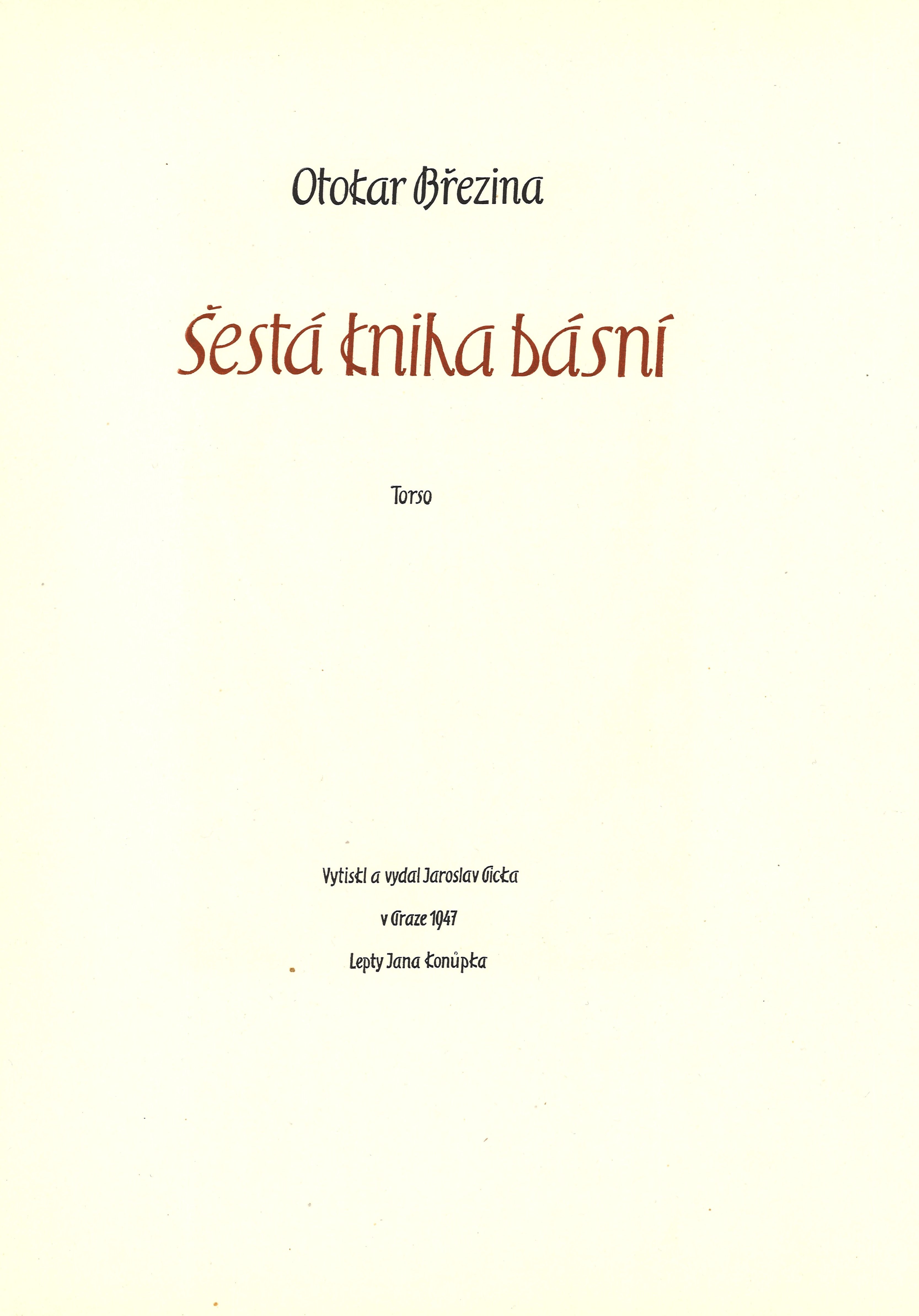 Náhledový obrázek Šestá kniha básní: torso - 2