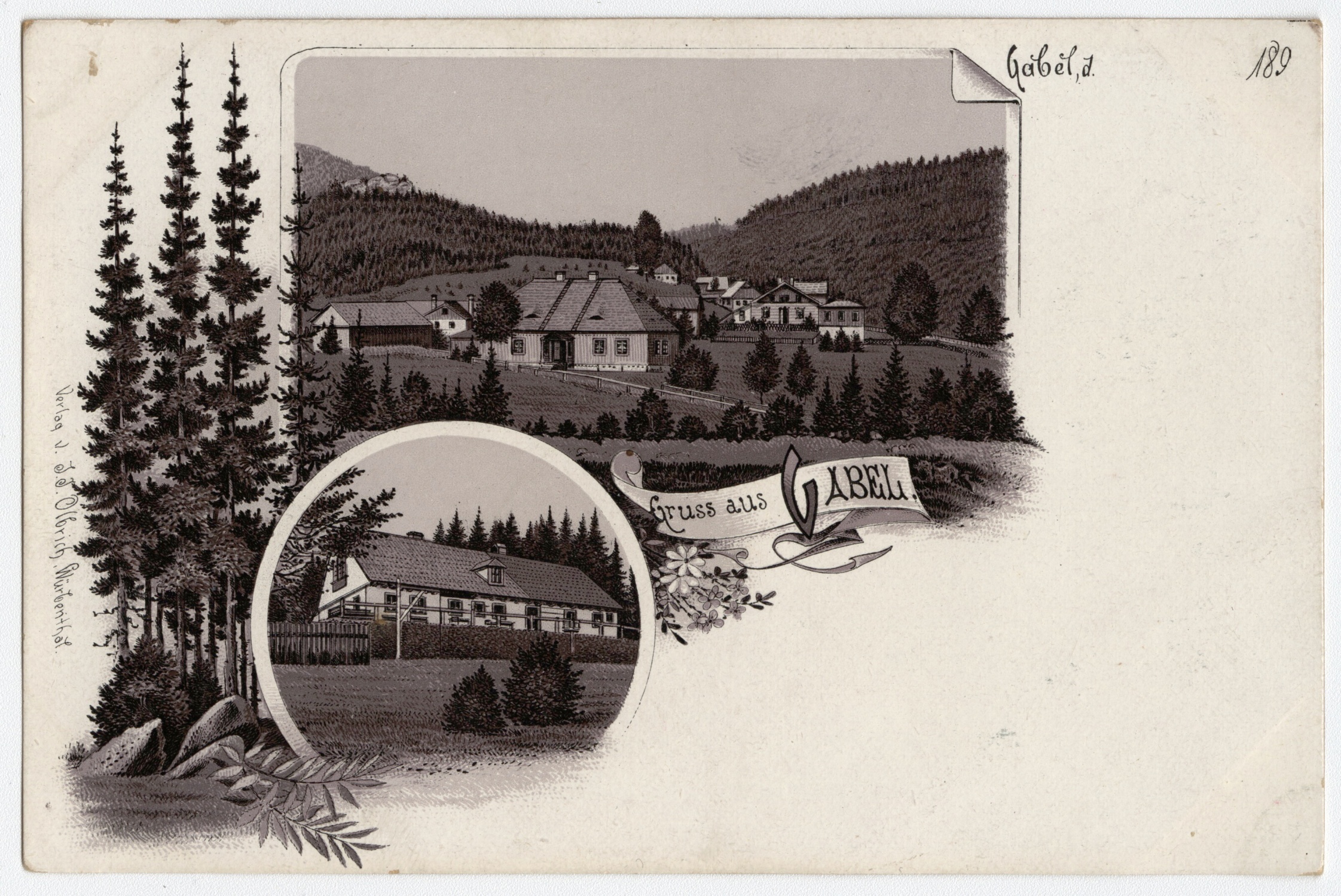 Náhledový obrázek Osada Vidly (čb. litografická pohlednice) - 1