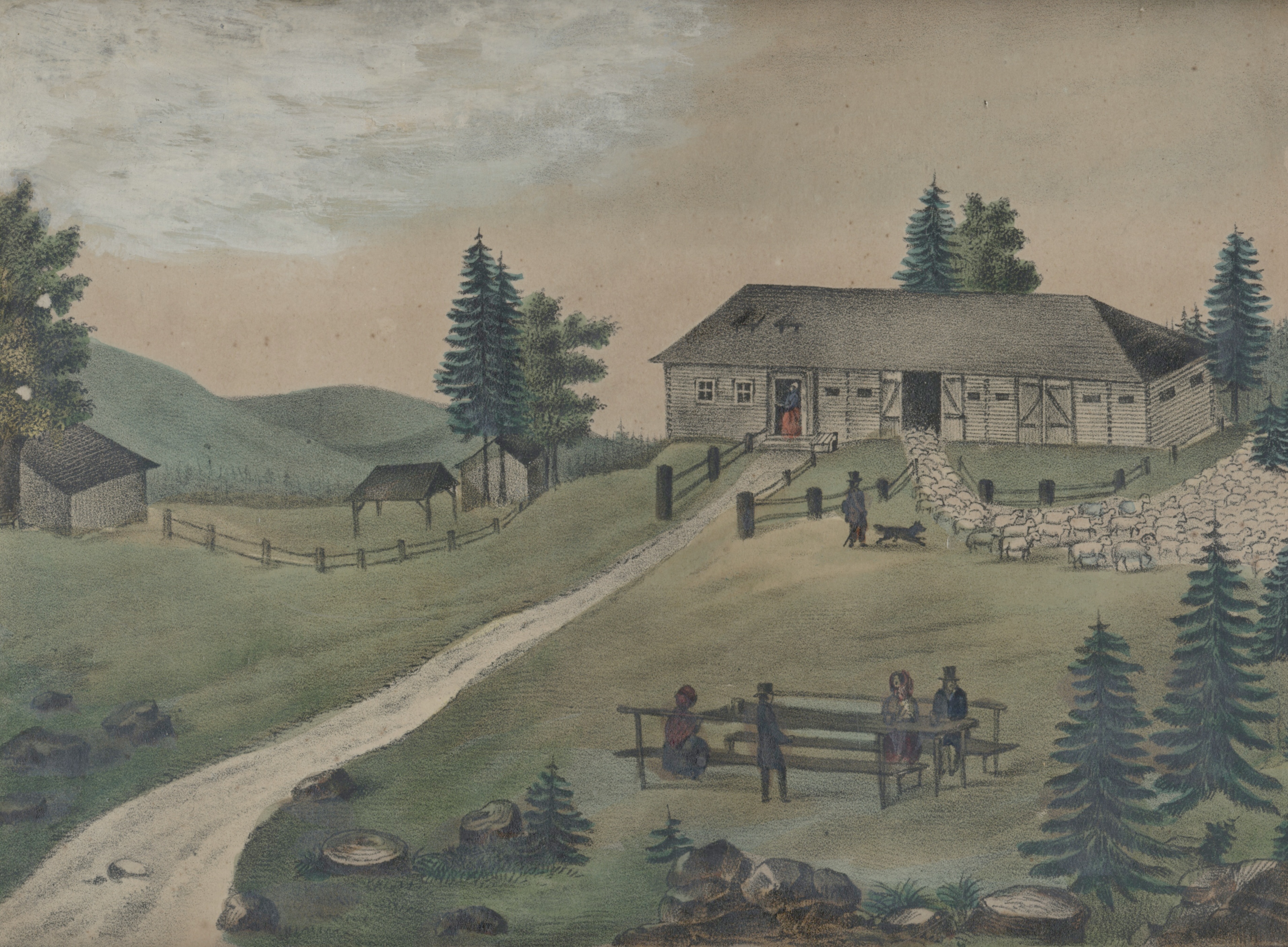 Náhledový obrázek Stará Ovčárna u Karlovy Studánky (kolorovaná litografie) - 1