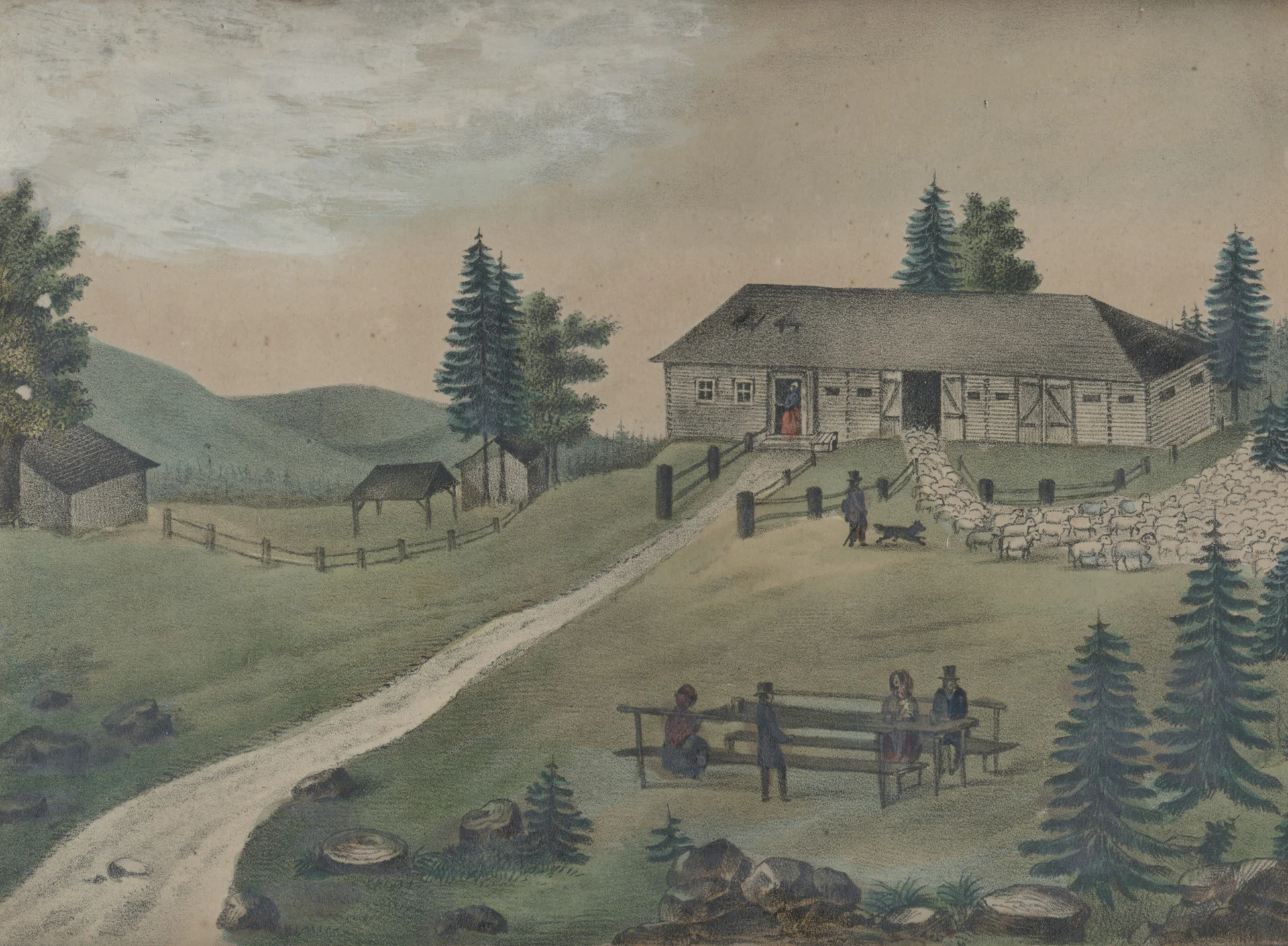 Náhledový obrázek předmětu Stará Ovčárna u Karlovy Studánky (kolorovaná litografie)