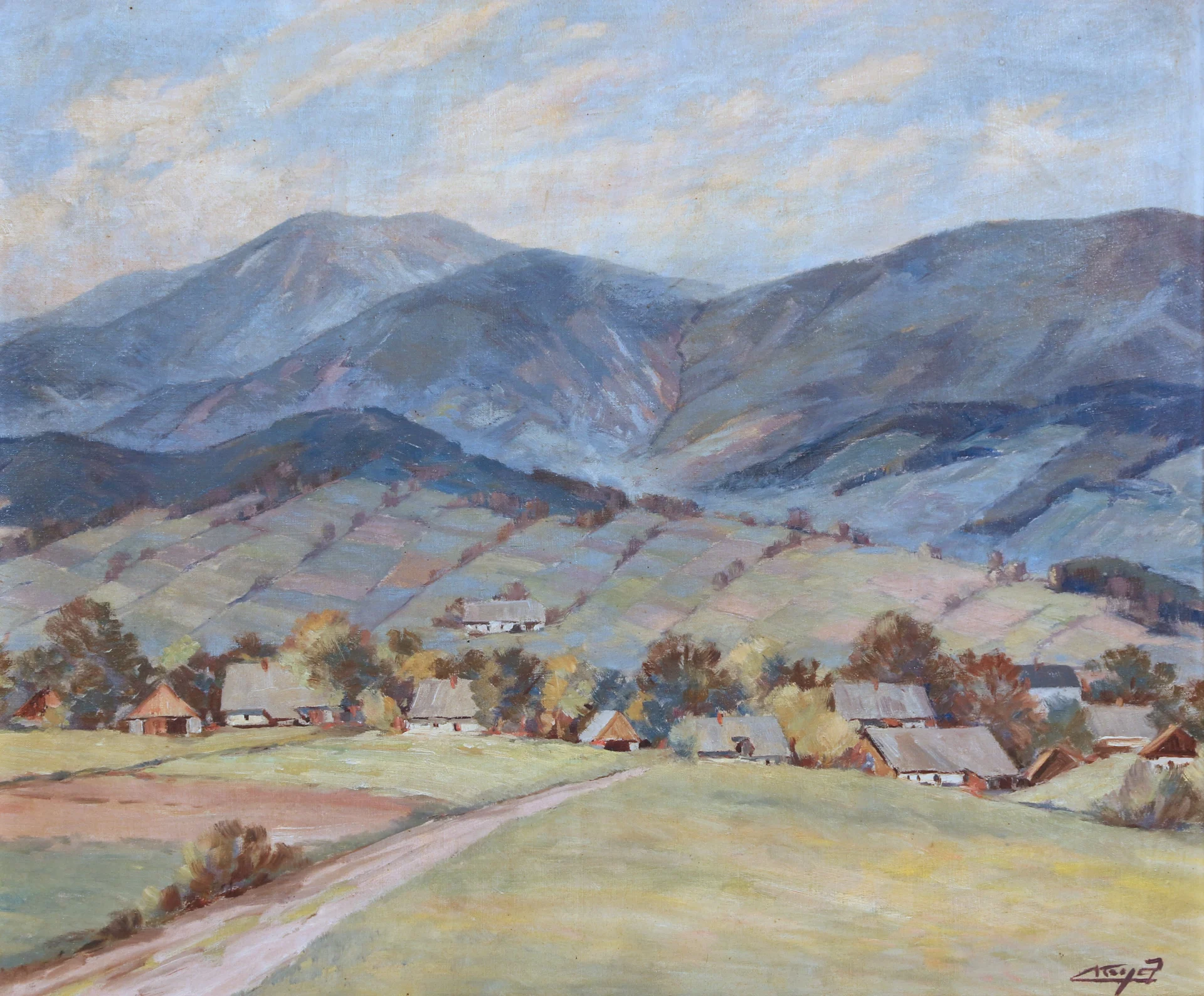 Náhledový obrázek předmětu J. Krejčí: Pohled na Dětřichov (1949)