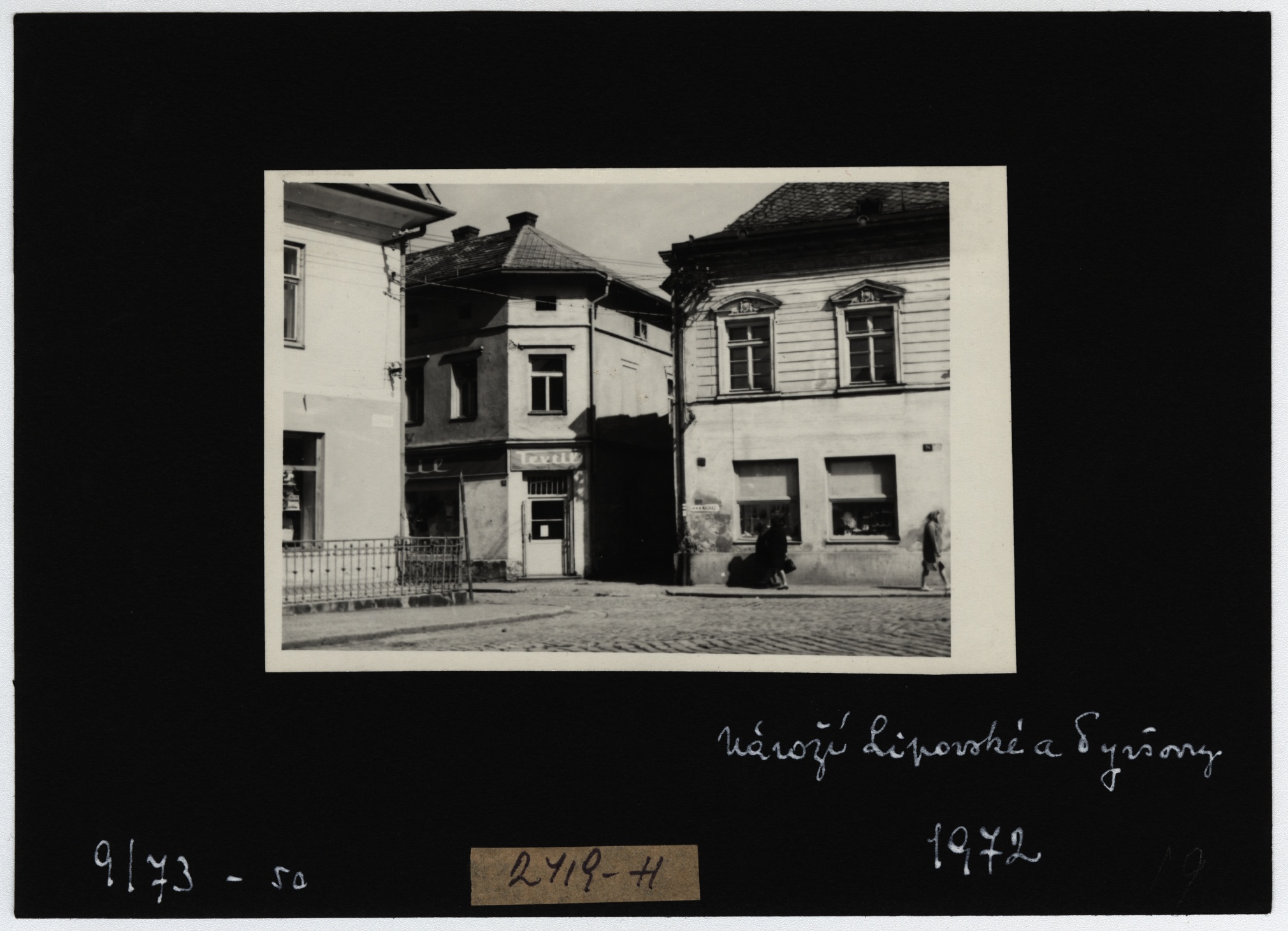 Náhledový obrázek Ulice Lipovská a Tyršova v Jeseníku před demolicí (čb. fotografie) - 2