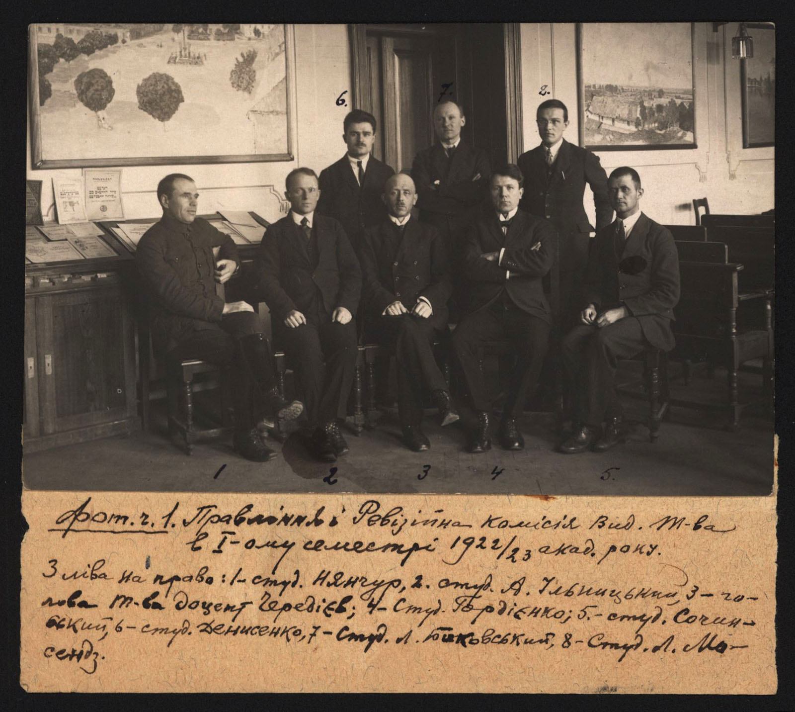 Náhledový obrázek Správní a Revizní komise Vydavatelského spolku v 1. semestru školního roku 1922/23 - 1