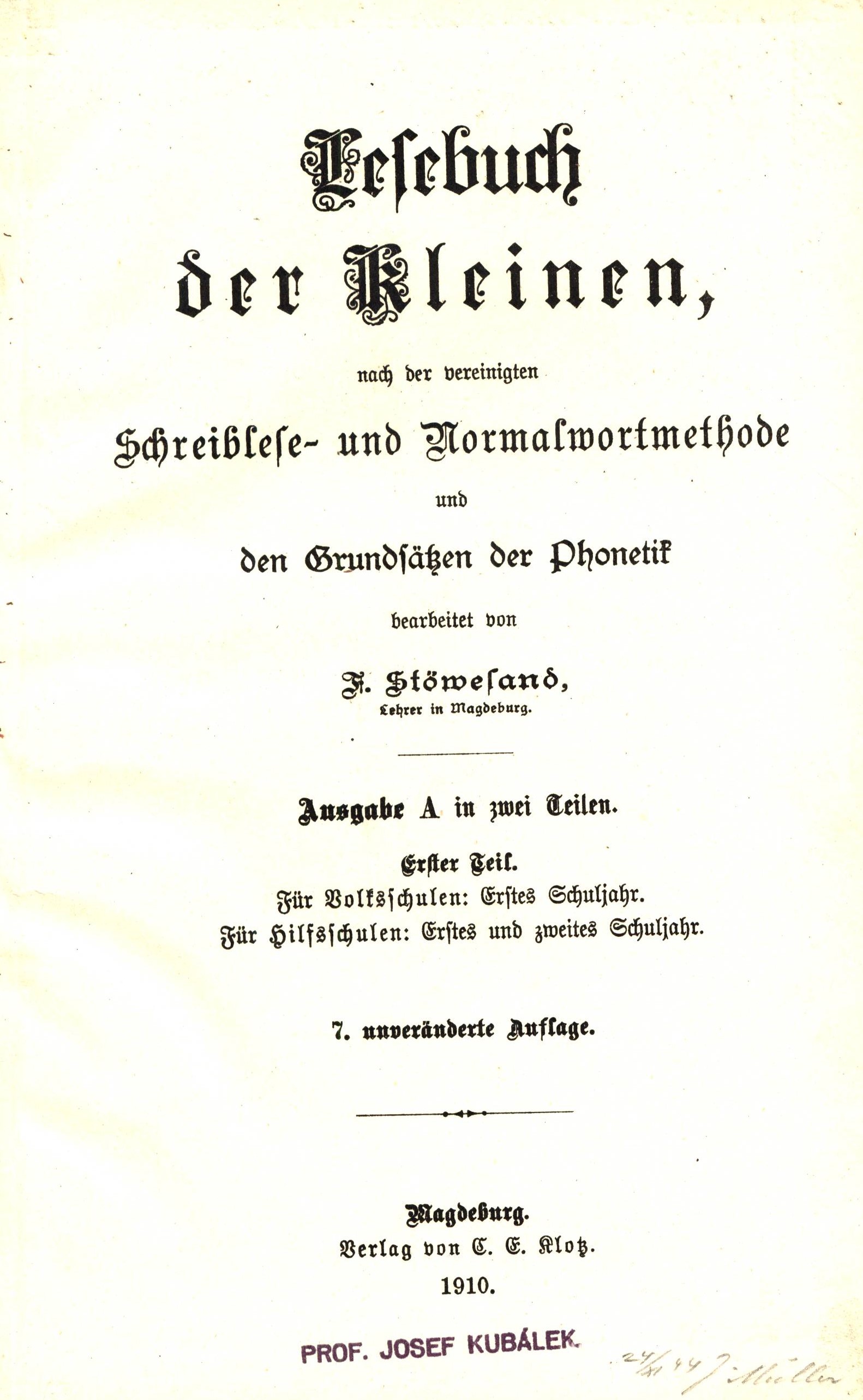 Náhledový obrázek Lesebuch der Kleinen, nach der vereinigten Schreiblese- und Normalwortmethode und den Grundsätzen der Phonetik - 1