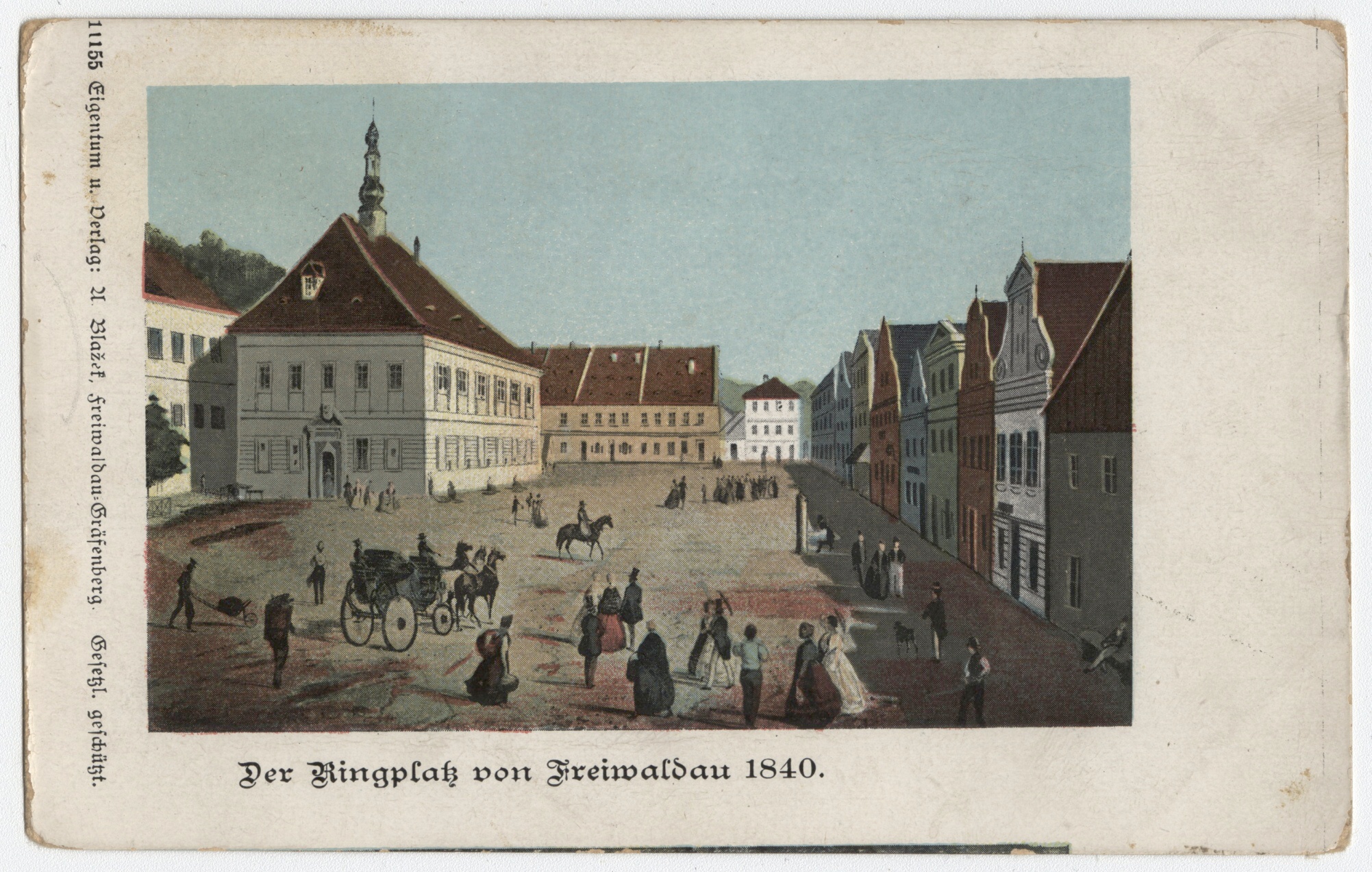 Náhledový obrázek Náměstí v Jeseníku (kolorovaná pohlednice) - 1