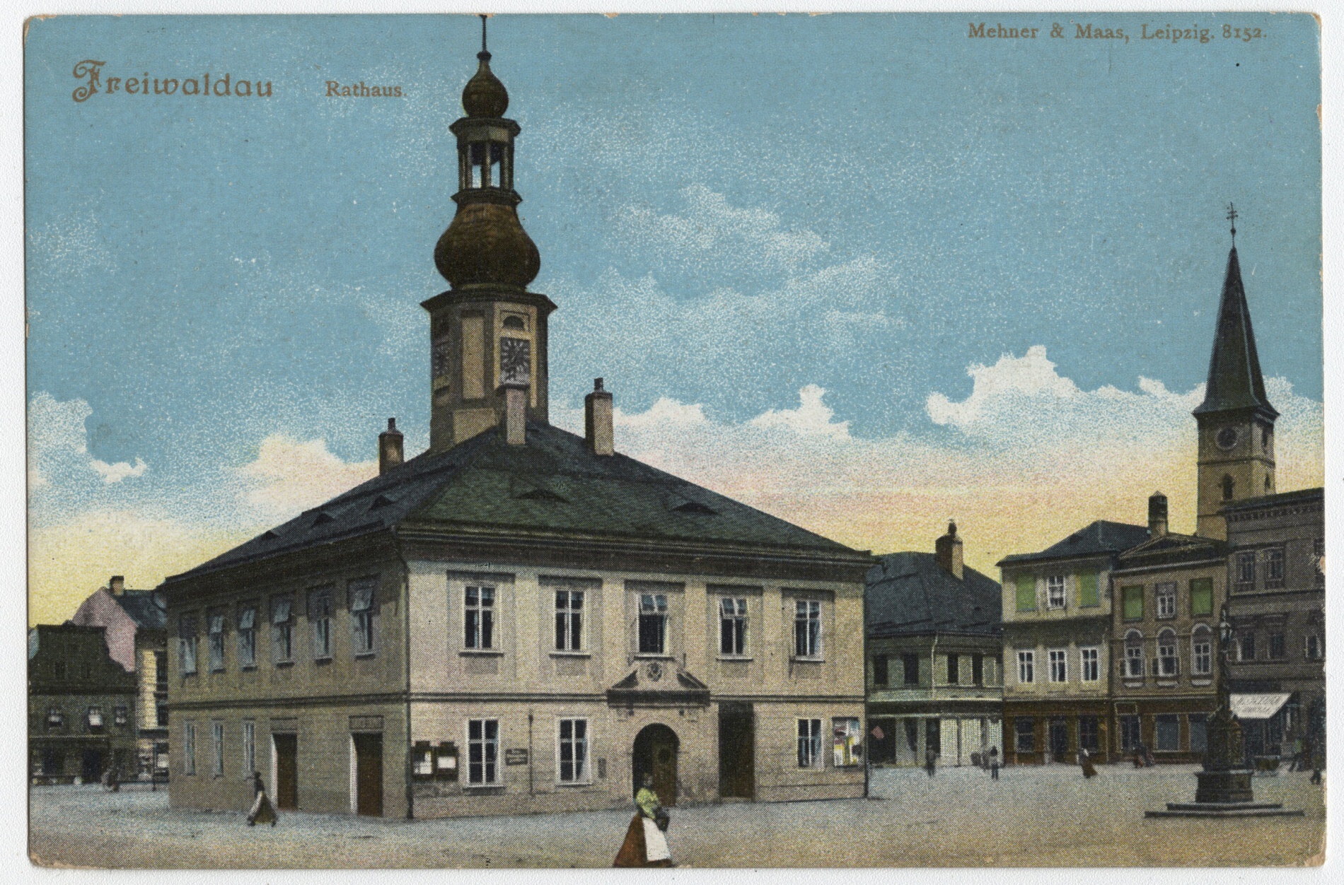 Náhledový obrázek Náměstí v Jeseníku (kolorovaná pohlednice) - 1