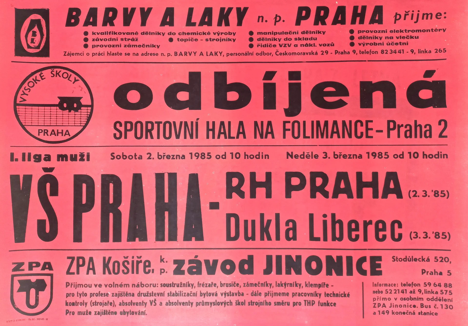 Náhledový obrázek předmětu První liga, muži. VŠ Praha - RH Praha, Dukla Liberec