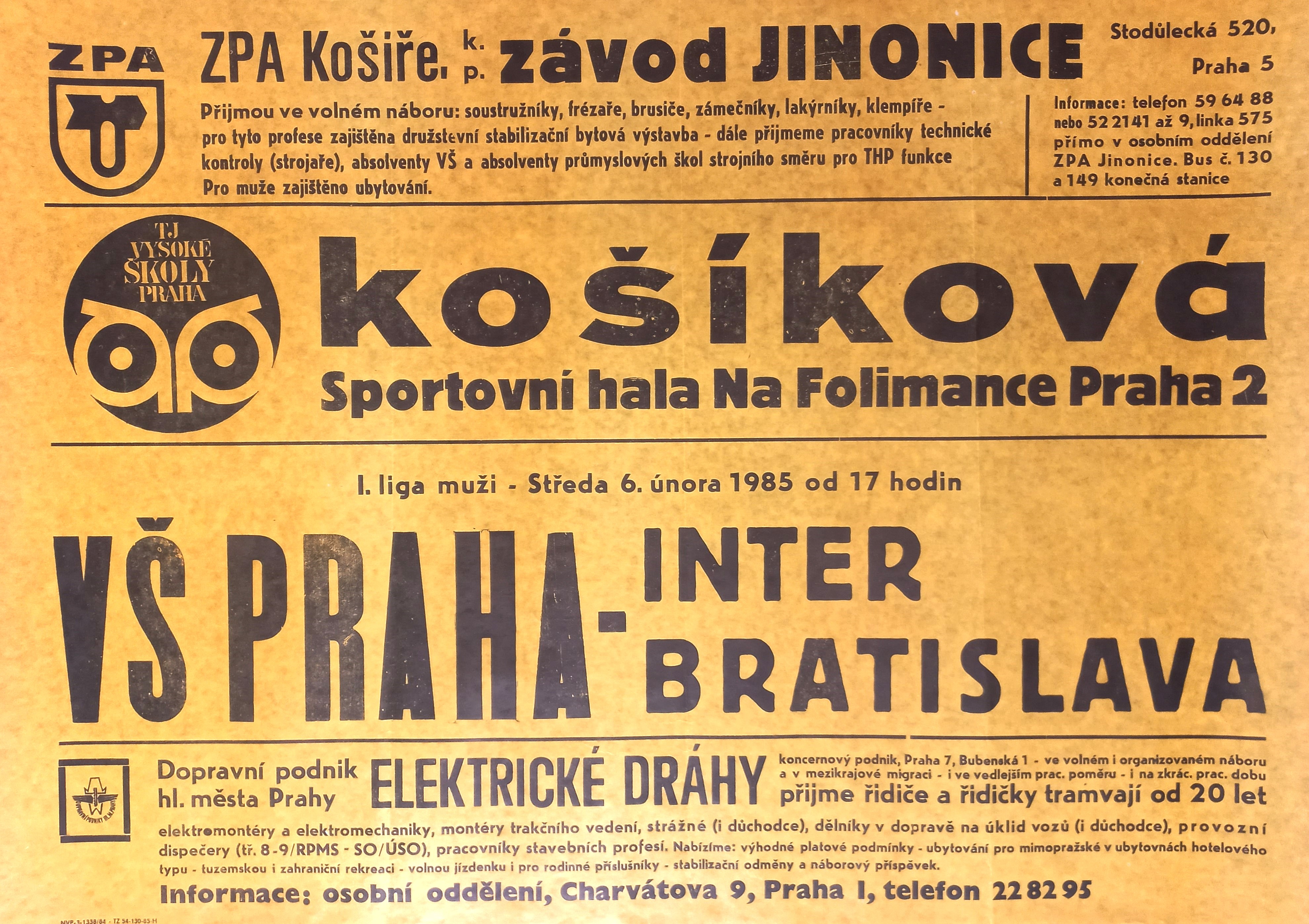 Náhledový obrázek Košíková. VŠ Praha - Inter Bratislava - 1