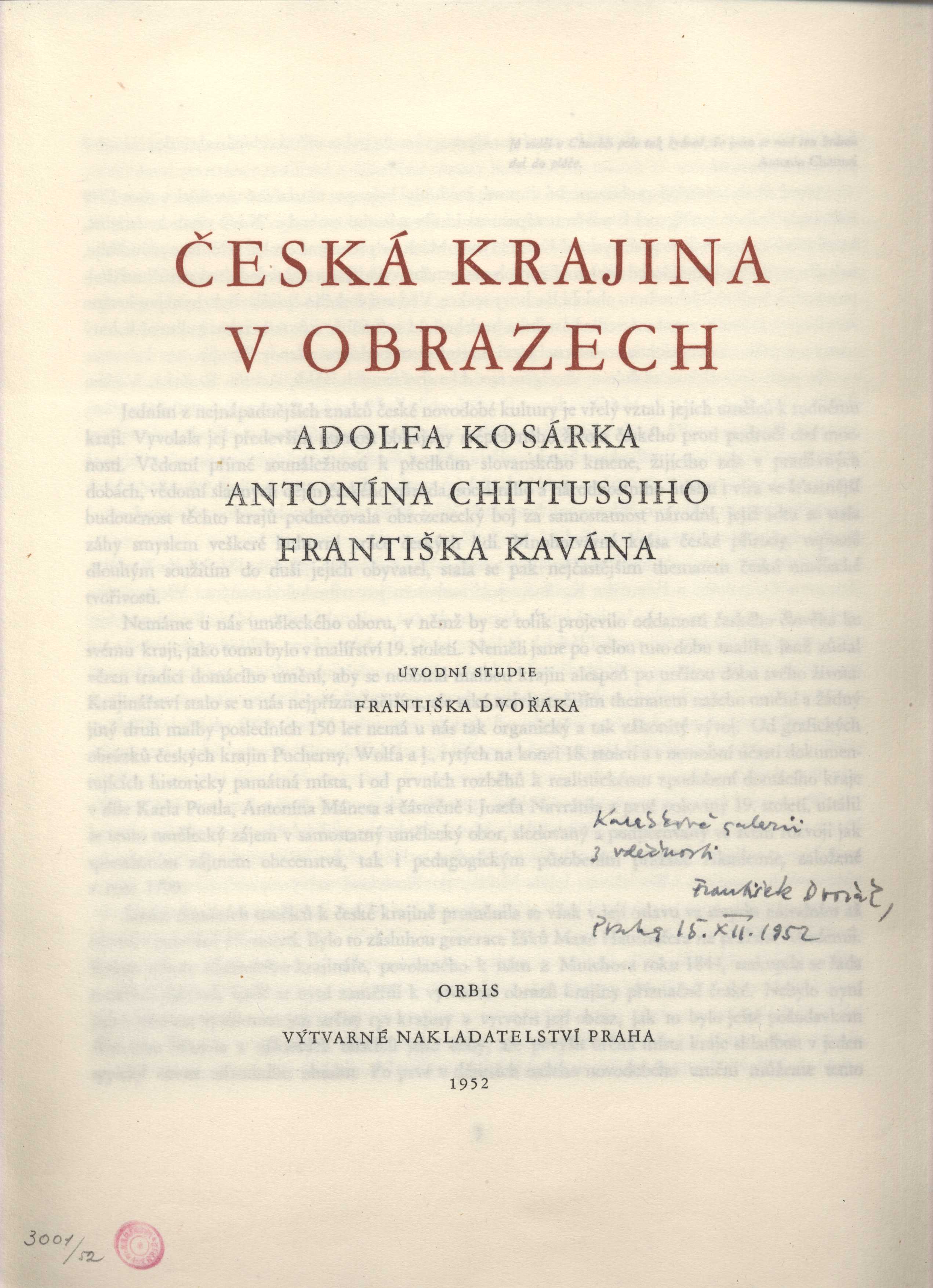 Náhledový obrázek Česká krajina v obrazech Adolfa Kosárka, Antonína Chittussiho, Františka Kavána - 1