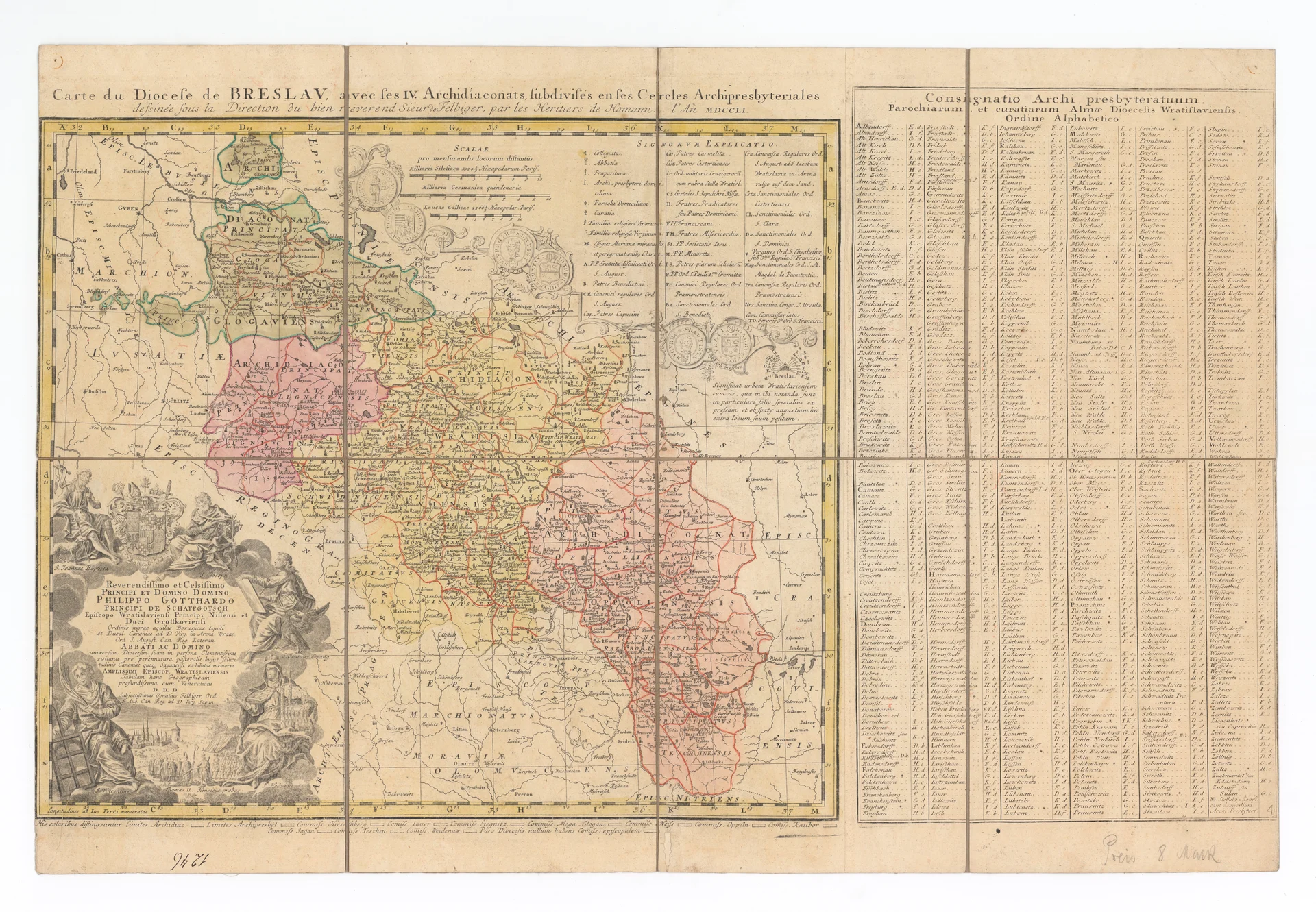 Náhledový obrázek předmětu Mapa vratislavské diecéze (1751)