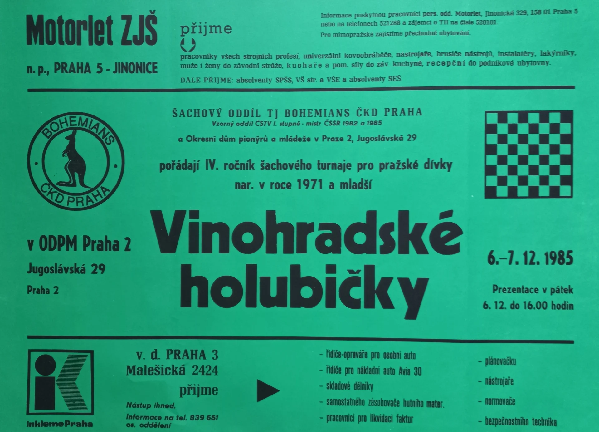Náhledový obrázek předmětu Šachový turnaj pro pražské dívky. Vinohradské holubičky