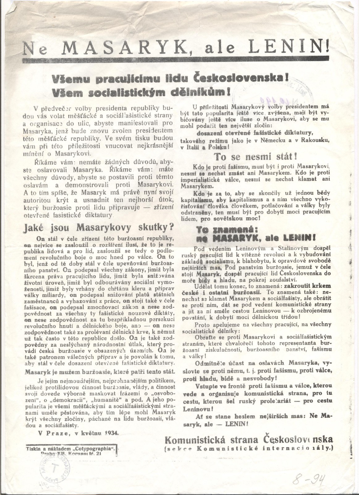 Náhledový obrázek Ne Masaryk, ale Lenin!  - 1
