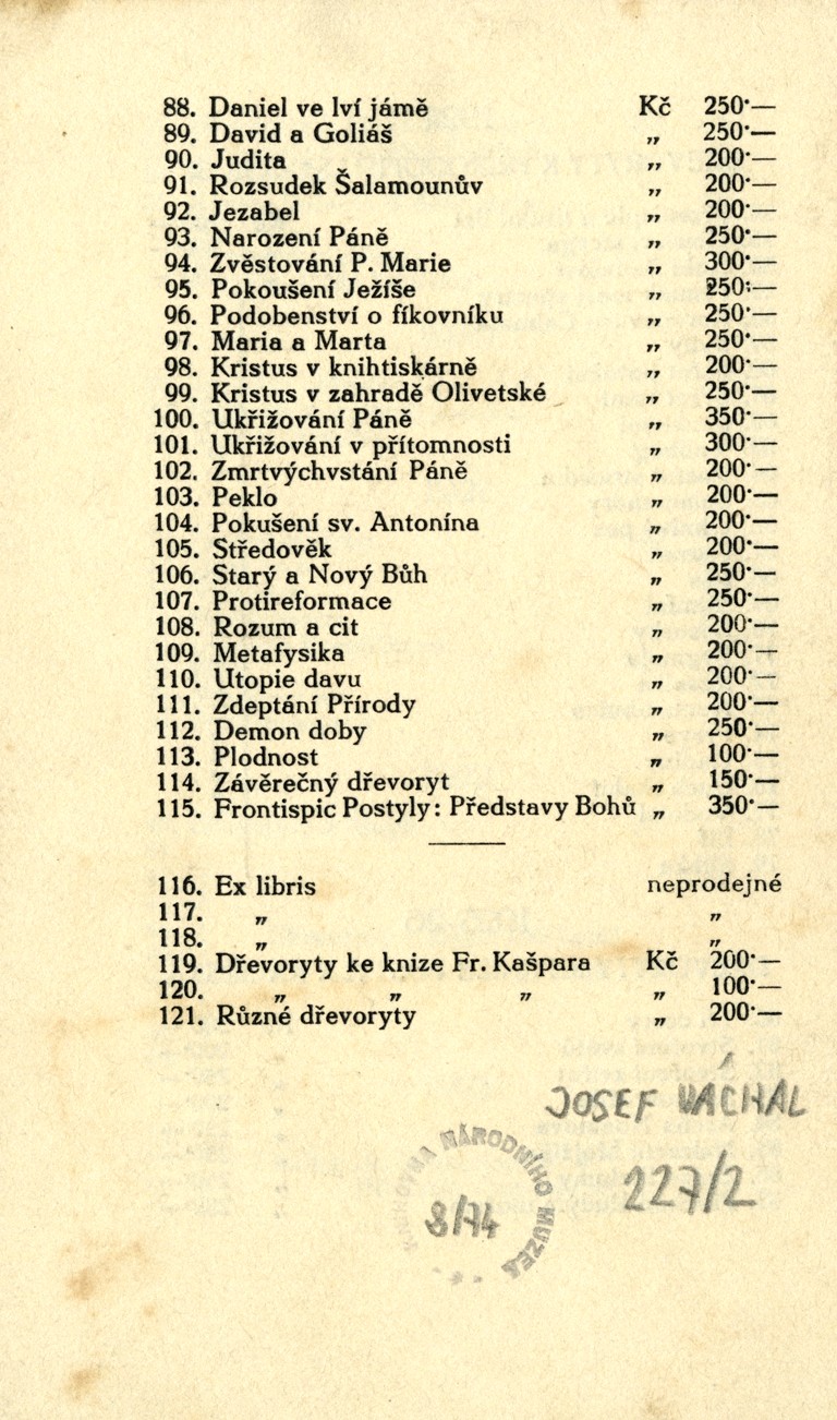 Náhledový obrázek Katalog výstavy Josefa Váchala v Brně z roku 1926 - 5