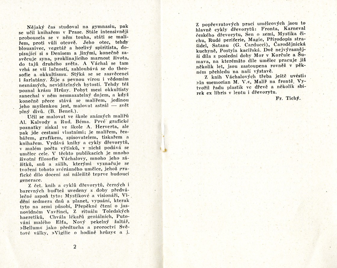 Náhledový obrázek Katalog výstavy Josefa Váchala v Hradci Králové z roku 1930 - 3