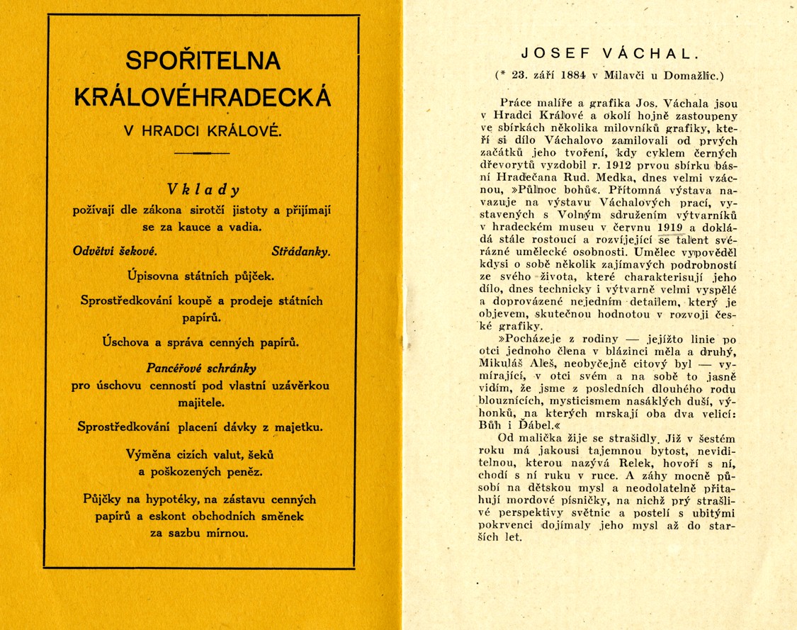 Náhledový obrázek Katalog výstavy Josefa Váchala v Hradci Králové z roku 1930 - 2